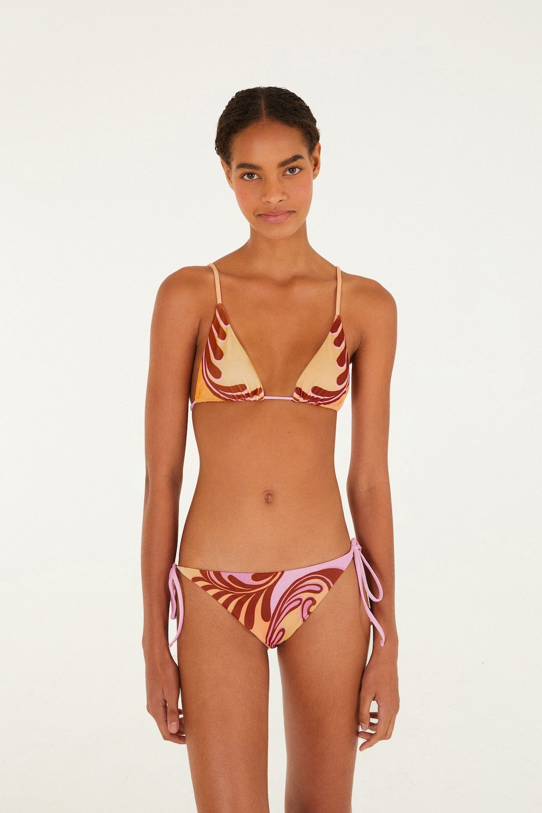 Soft Yellow Arabesc Triangle Bikini Top