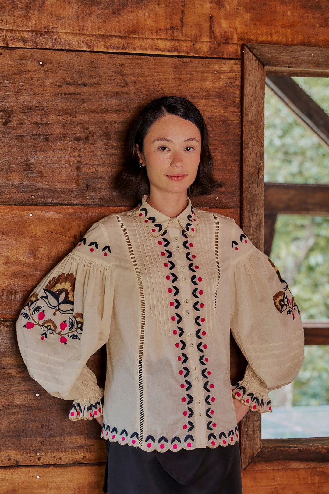 Khecari embroidered boho blouse