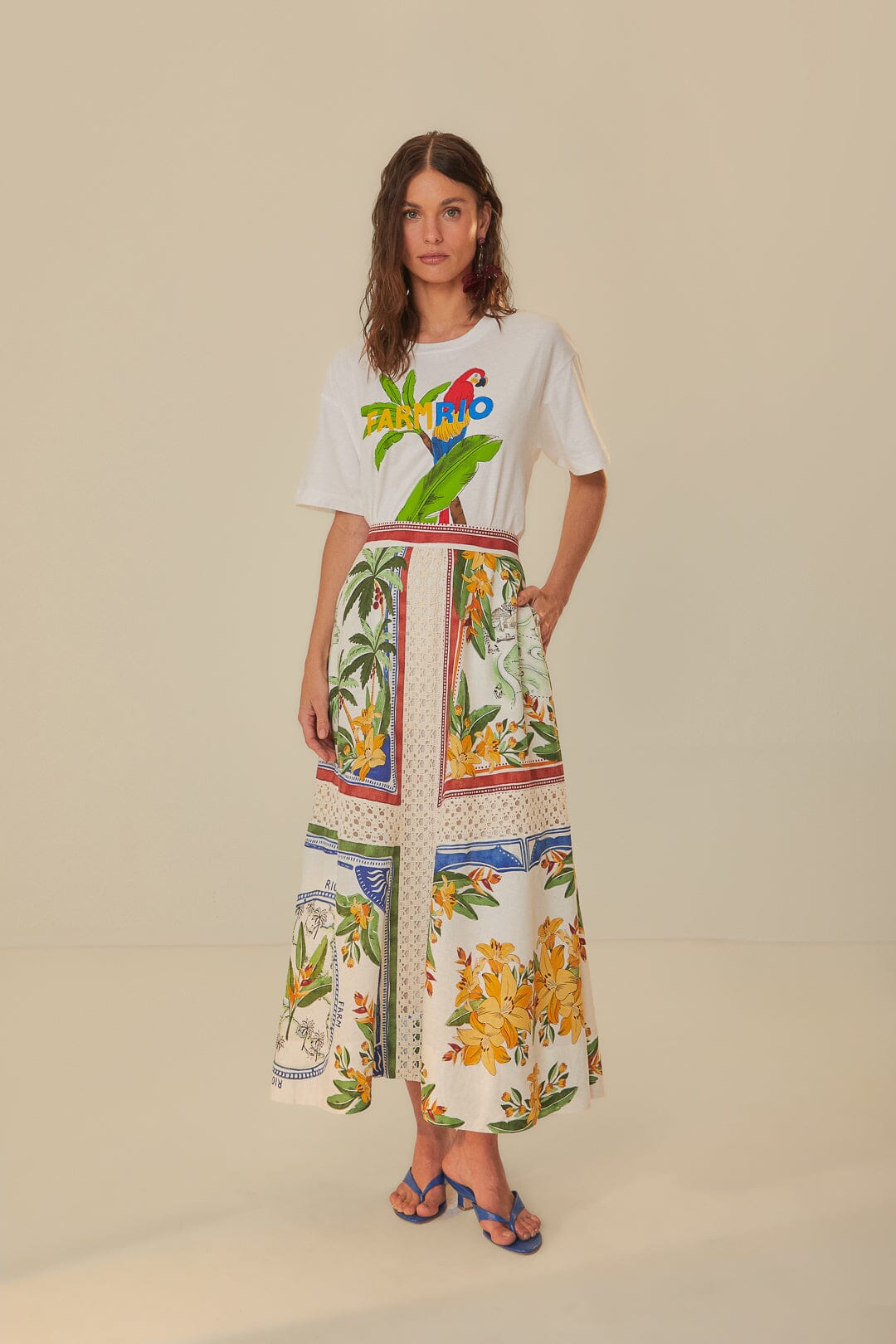 Midi Skirt buy Tropical Birds Design