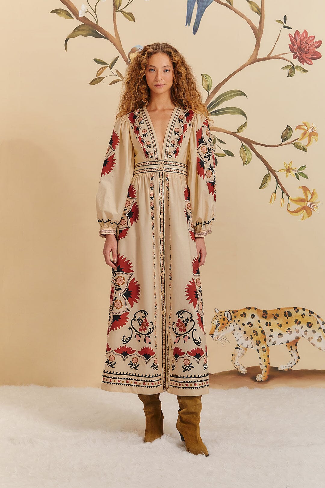 Cream Cashew Mandala Maxi Dress FARM Rio Cream Cashew Mandala Maxi Dress FARM Rio