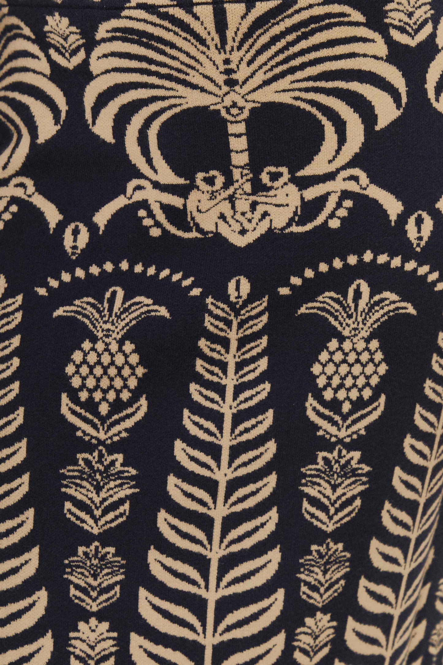 Navy Blue Ainika Tropical Splendor Knit Midi Skirt