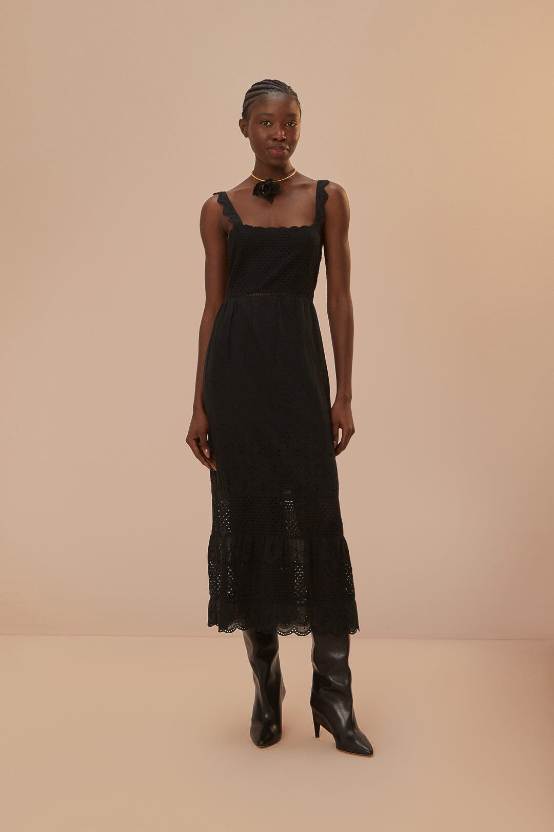 Black Lace Crochet Dress FARM Rio Black Lace Crochet Dress FARM Rio