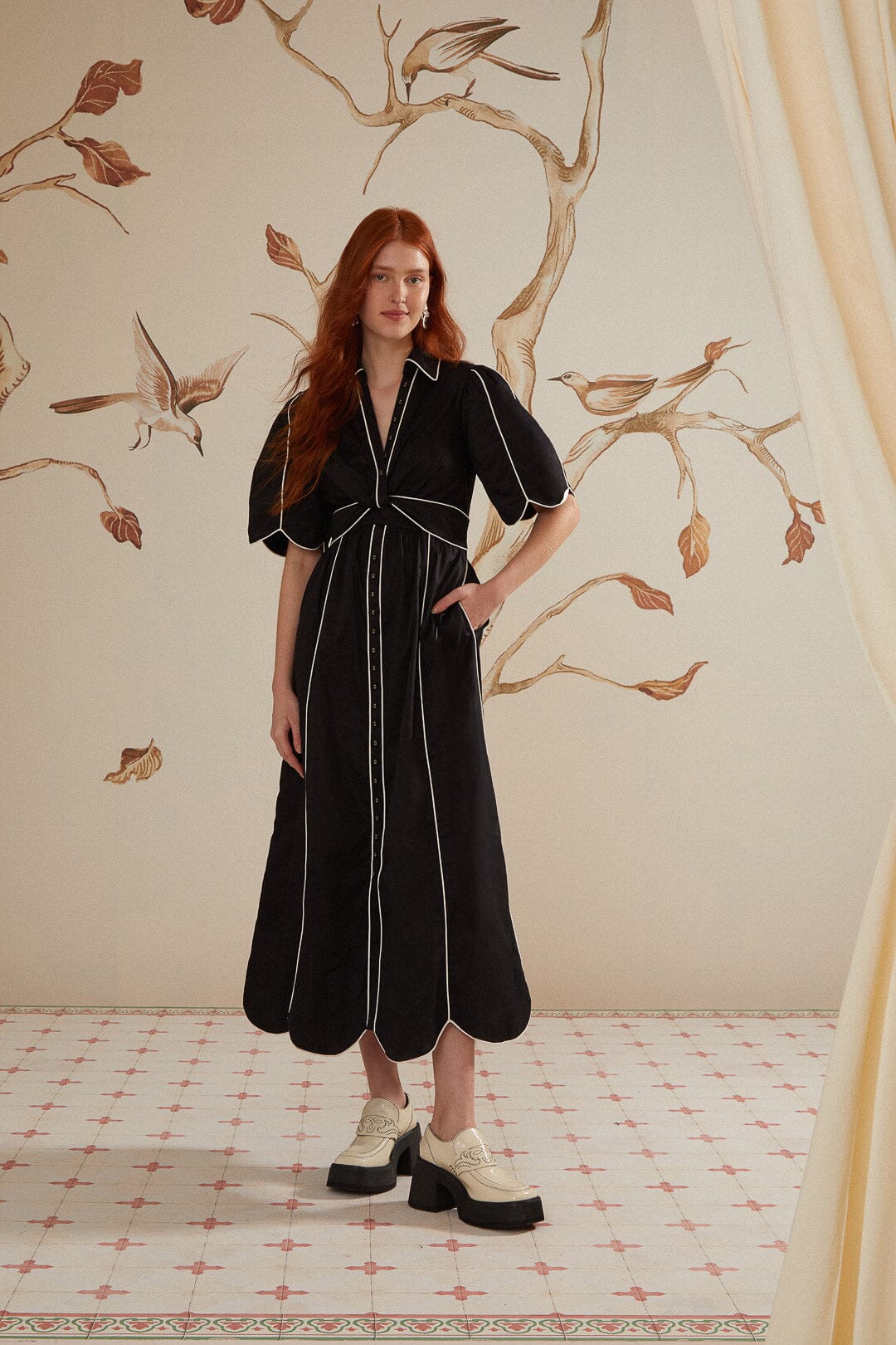 short sleeve midi dress black Black Jersey Drop Waist Sarah Midi Dress