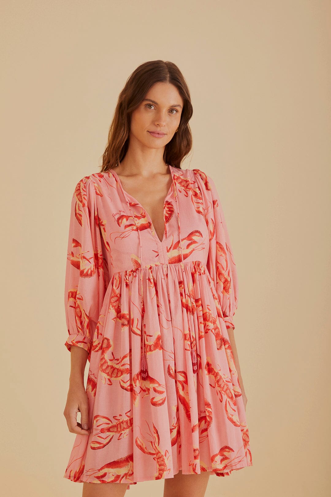 Light Pink Lobsters Dress FARM Rio