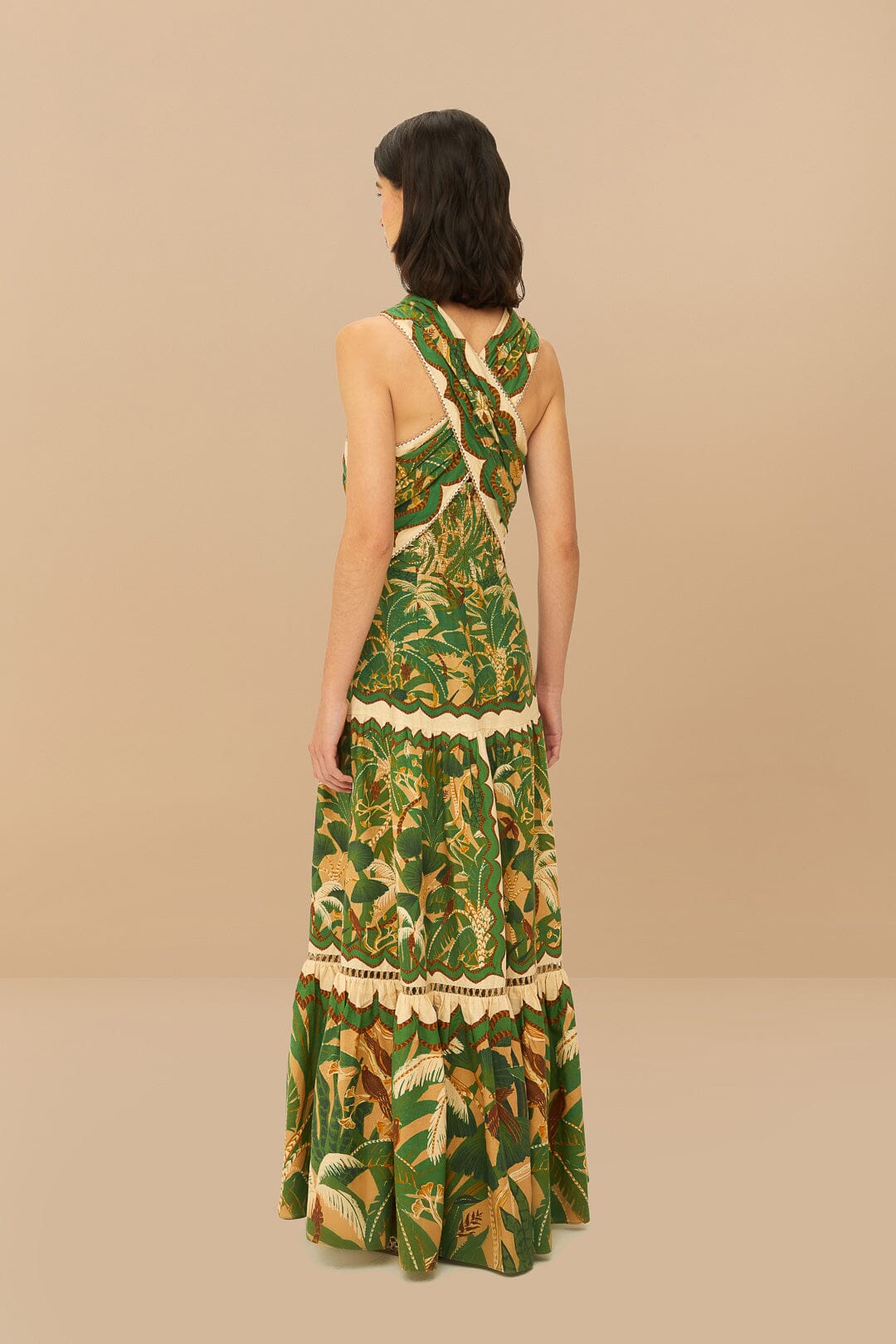 Beige Tropical Isla LENZING™ ECOVERO™ Euroflax™ Maxi Dress