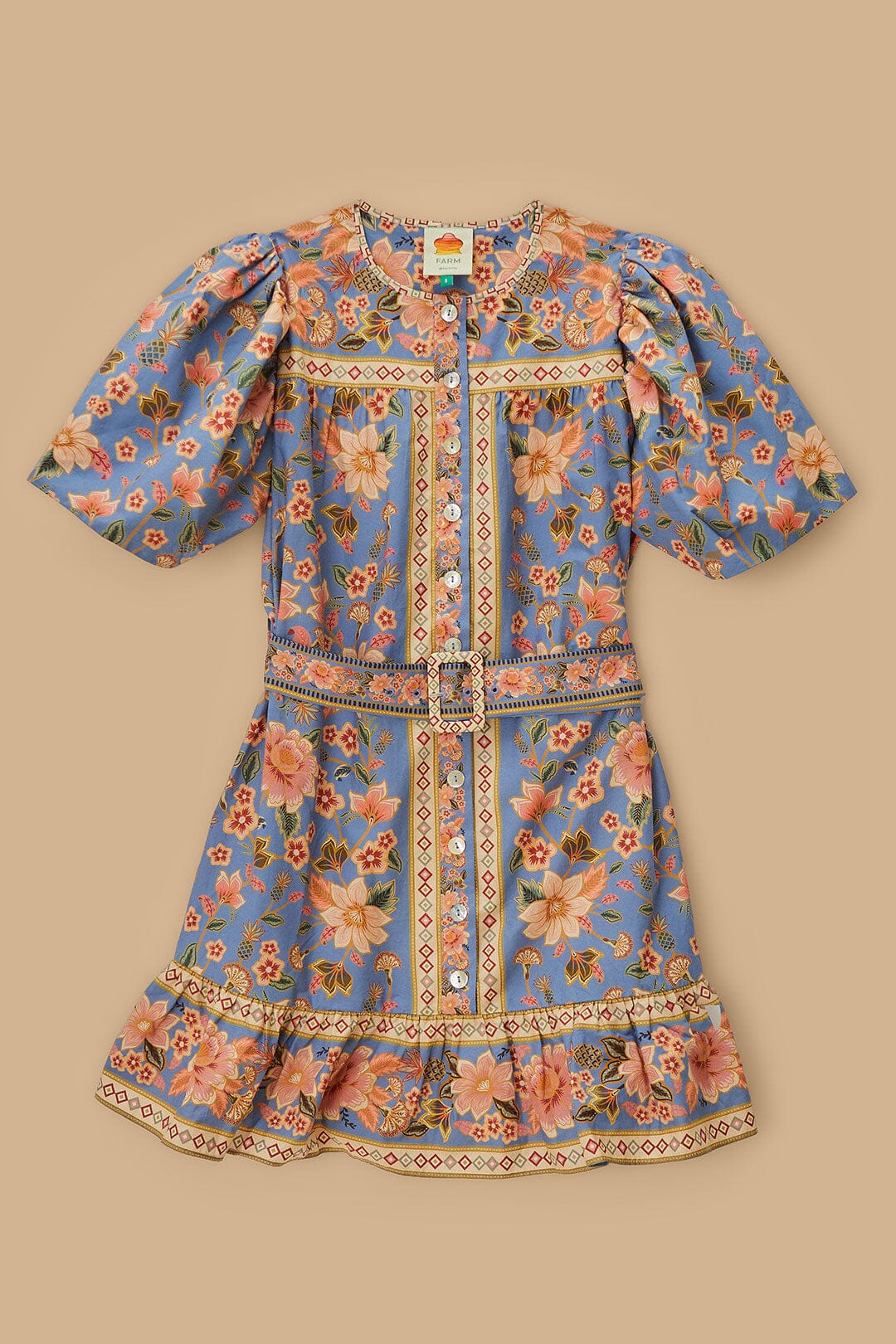 Blue Superbloom Tapestry Organic Cotton Mini Dress