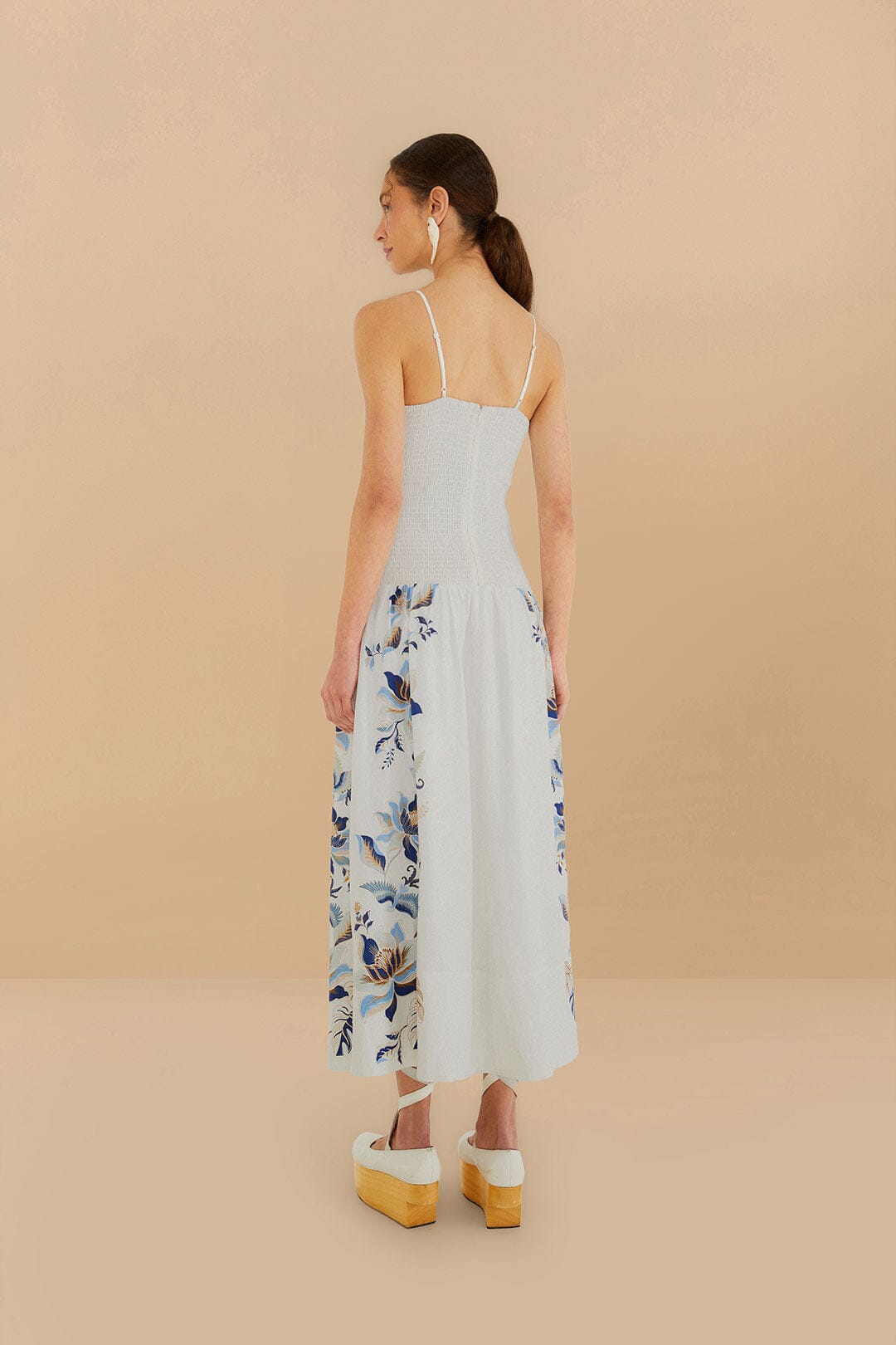 Off-White Mystic Blue Lotus Dreamscape LENZING™ ECOVERO™ Euroflax™ Midi Dress