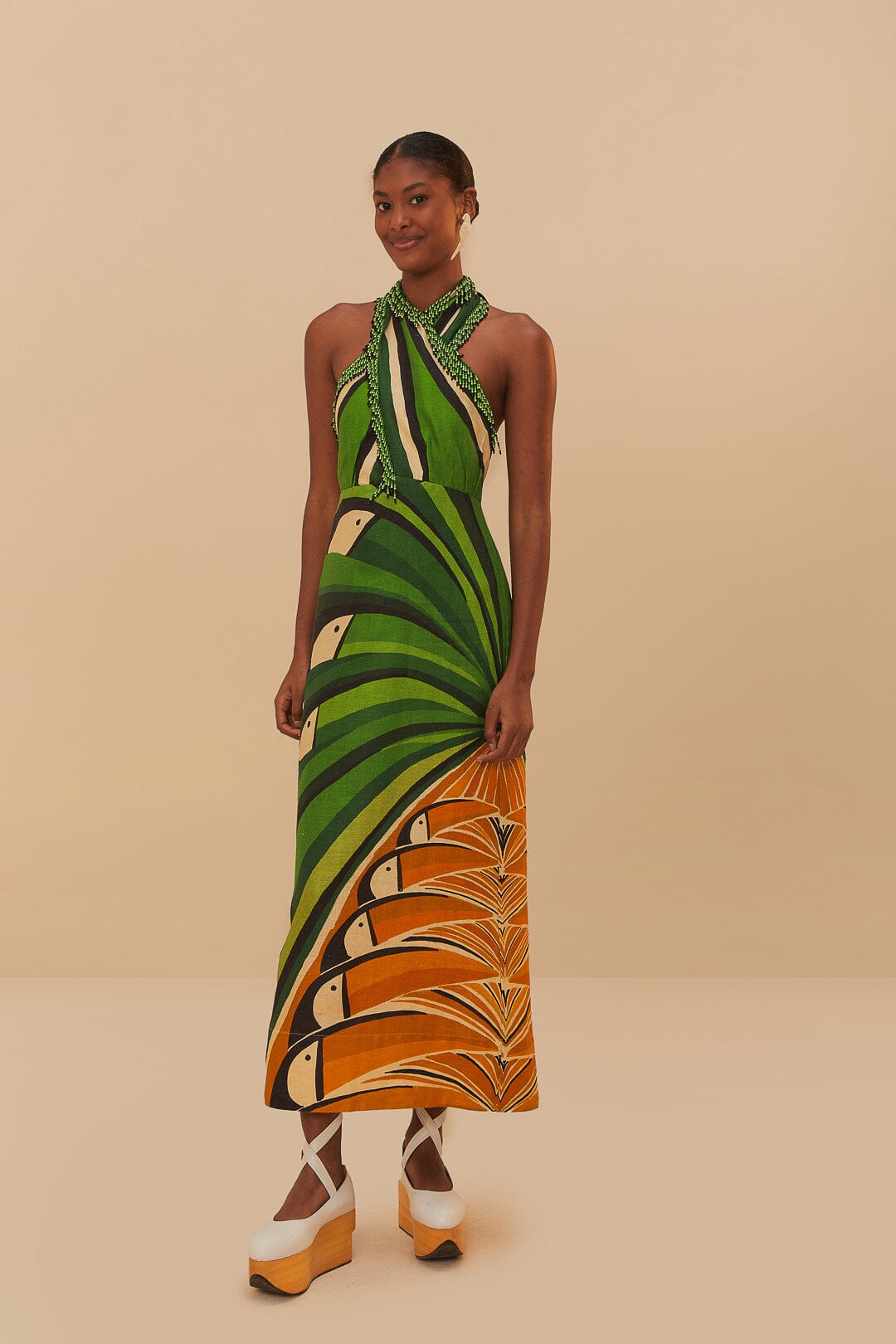 flying toucans open back midi dress Farm Rio + flying toucans open back midi dress