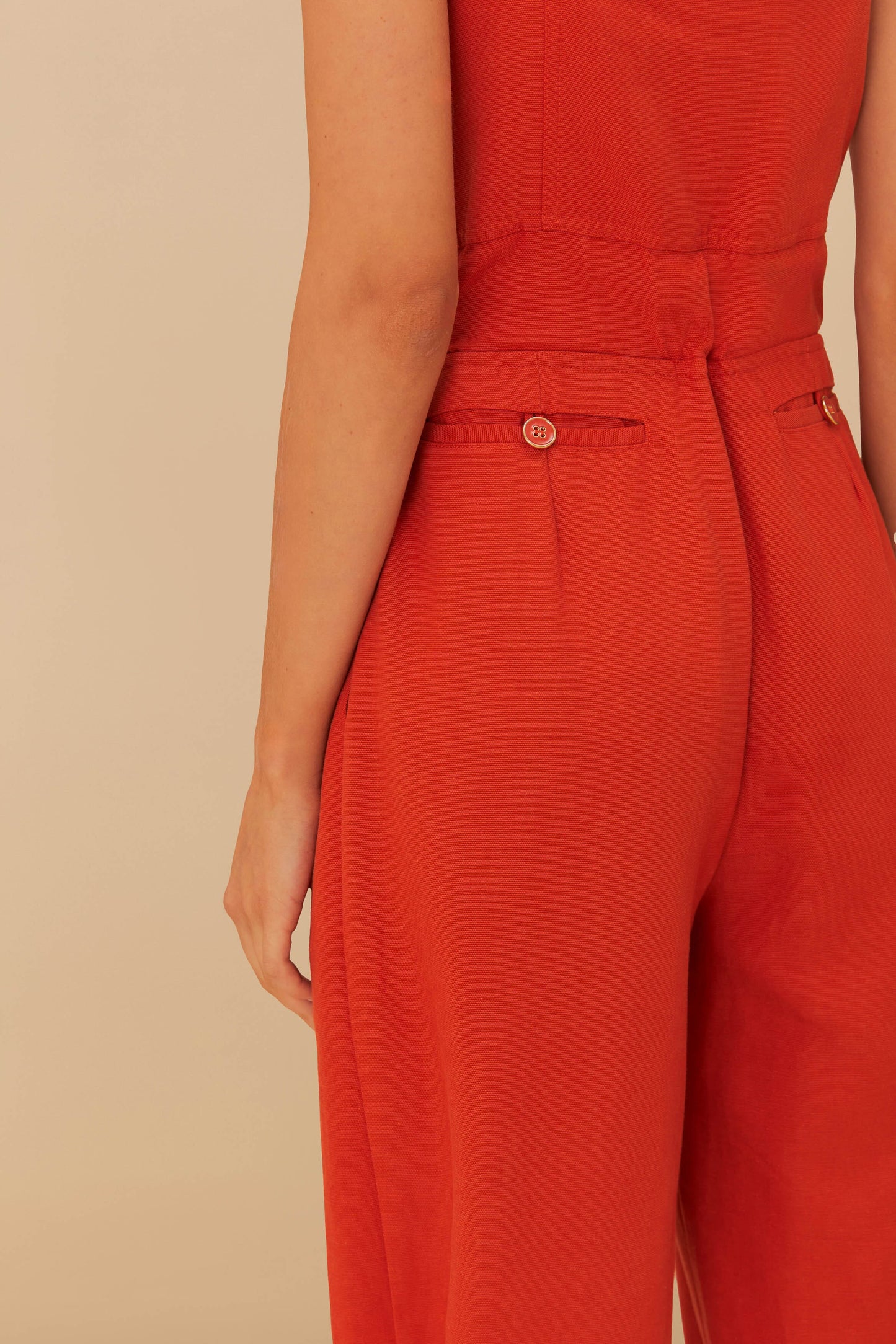 Orange Asymmetric Sleeveless Dungaree