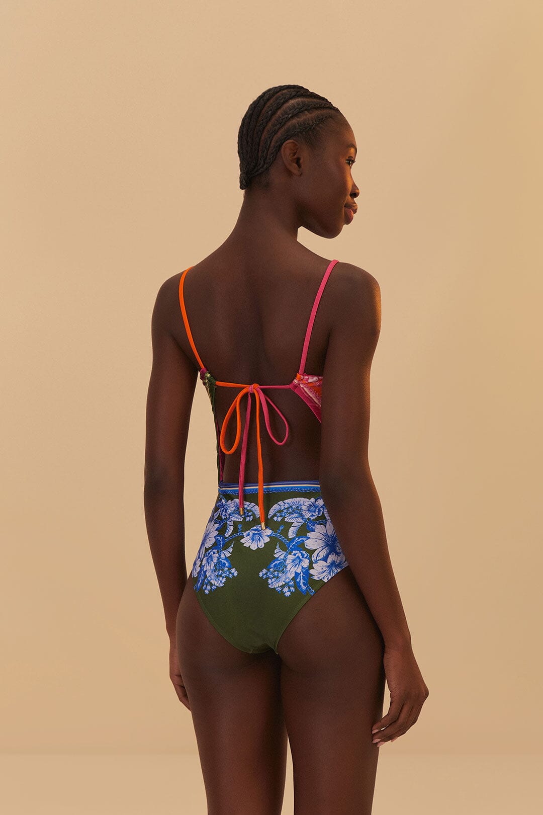 Mixed Scarves Floral Elegance One-Piece Swimsuit