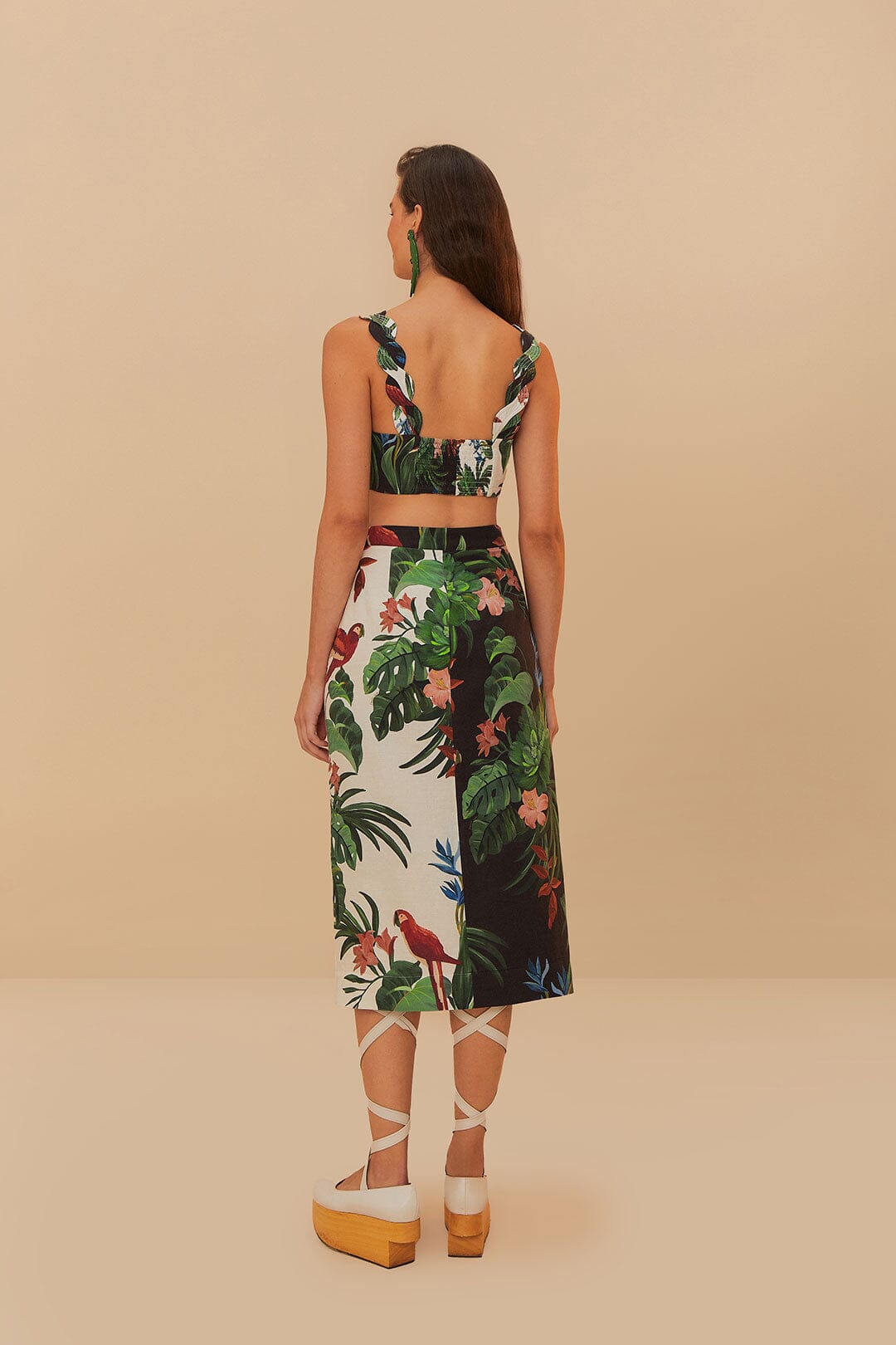 Mixed Midnight Macaw Fiesta LENZING™ ECOVERO™ Euroflax™ Midi Skirt