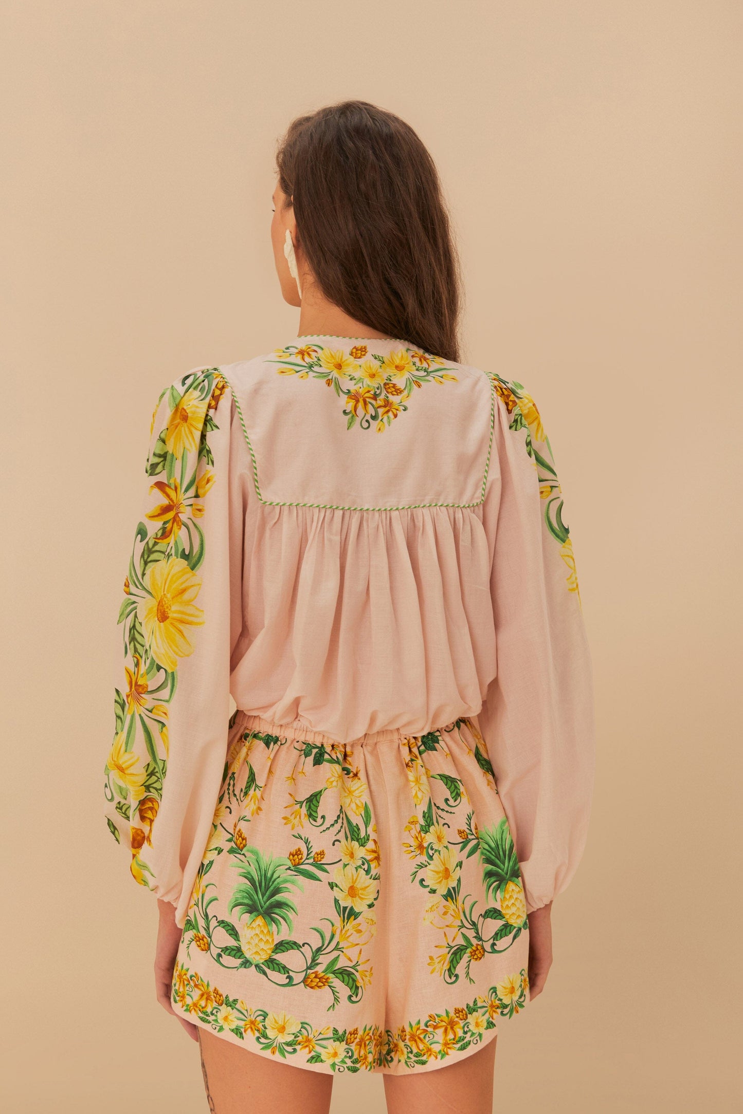 Pink Botanical Beauty Long Sleeve Blouse