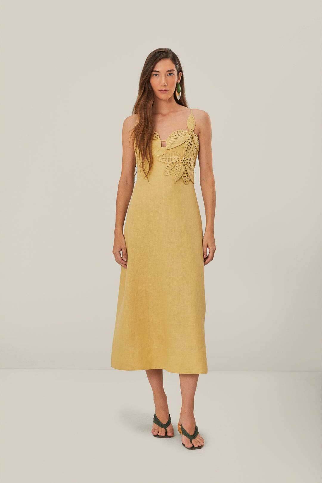 Farm Rio Women's Tonal Floral Midi Dress, Sand, M / Sand Farm Rio Women's Tonal Floral Midi Dress, Sand, M / Sand