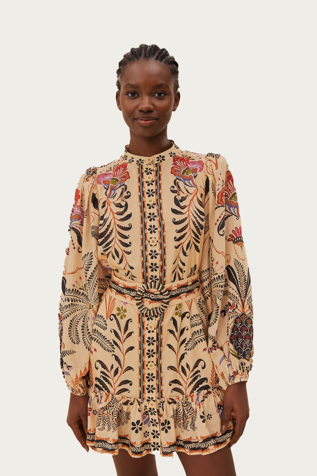 Classic Nature Sand Mini Dress FARM Rio Classic Nature Sand Mini Dress FARM Rio