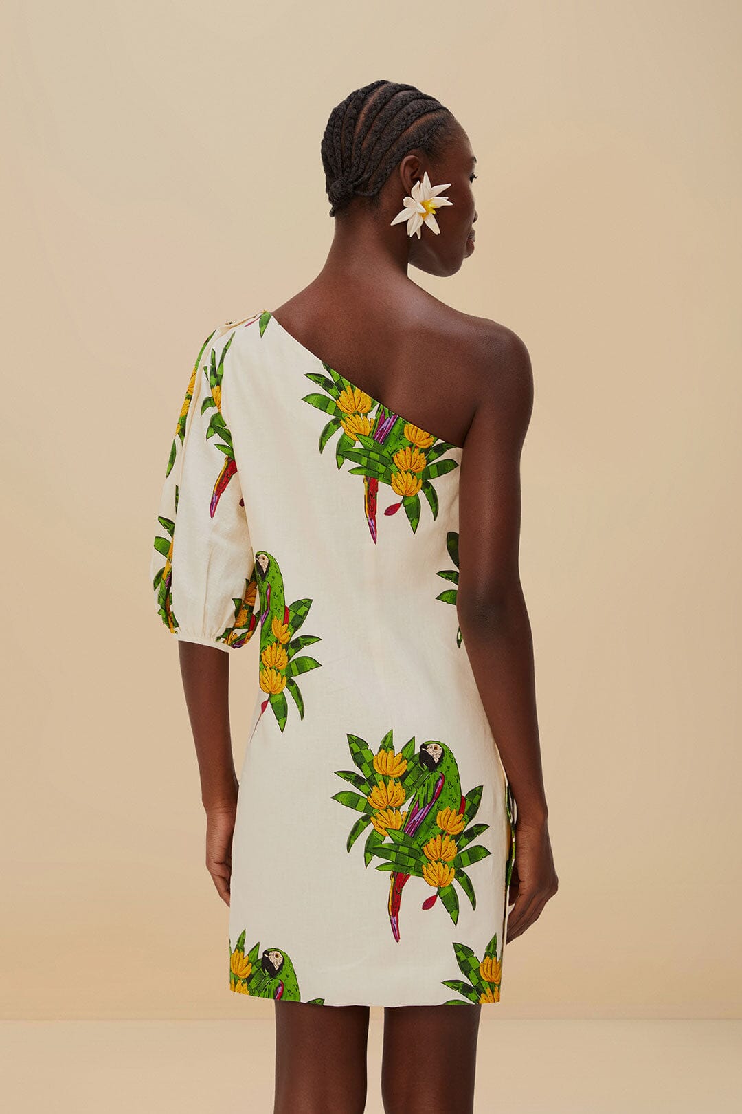 Off-White Maracana Bird LENZING™ ECOVERO™ Euroflax™ Mini Dress