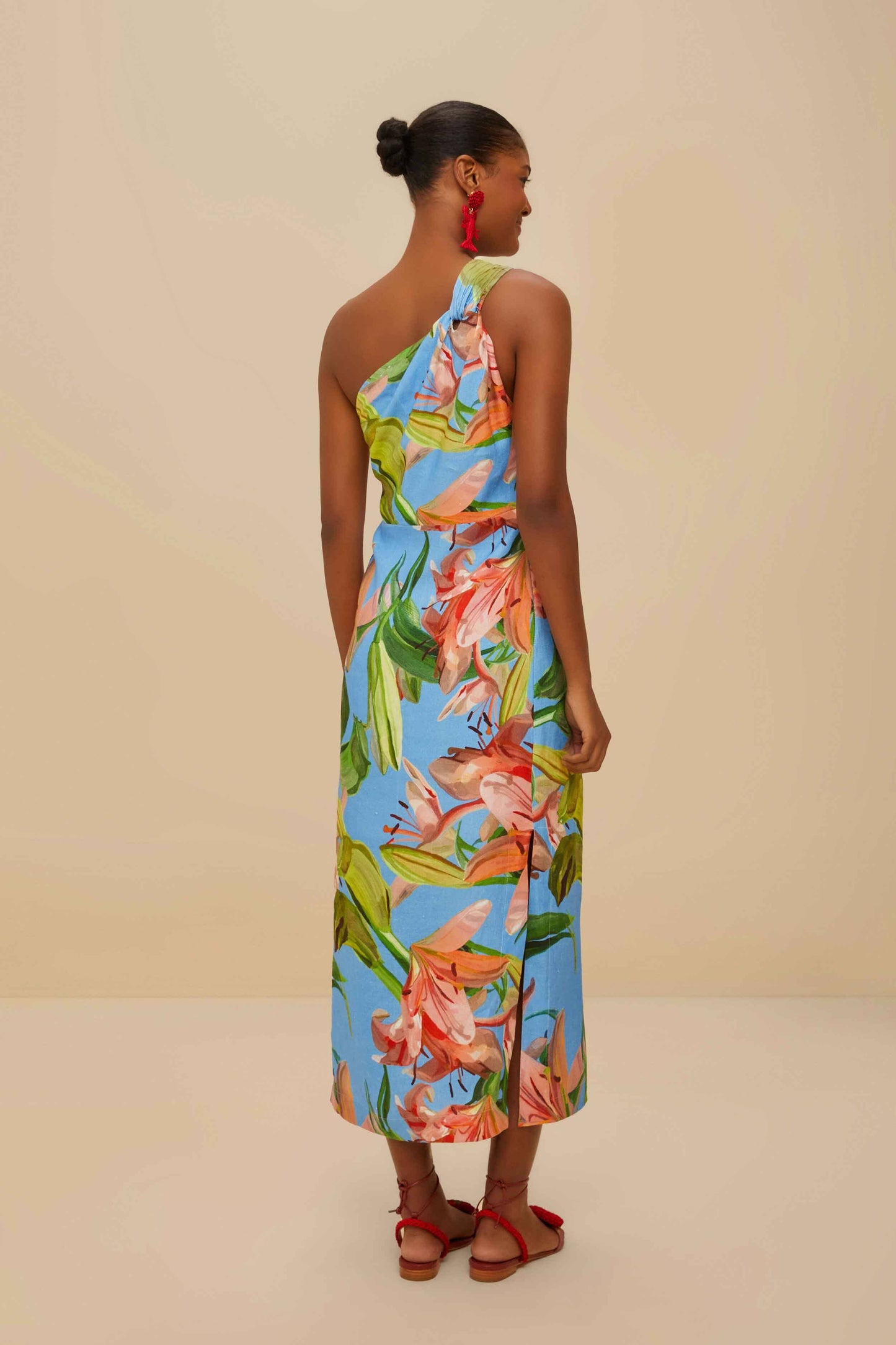 Blue Lily Bloom Euroflax™ Premium Linen Midi Dress