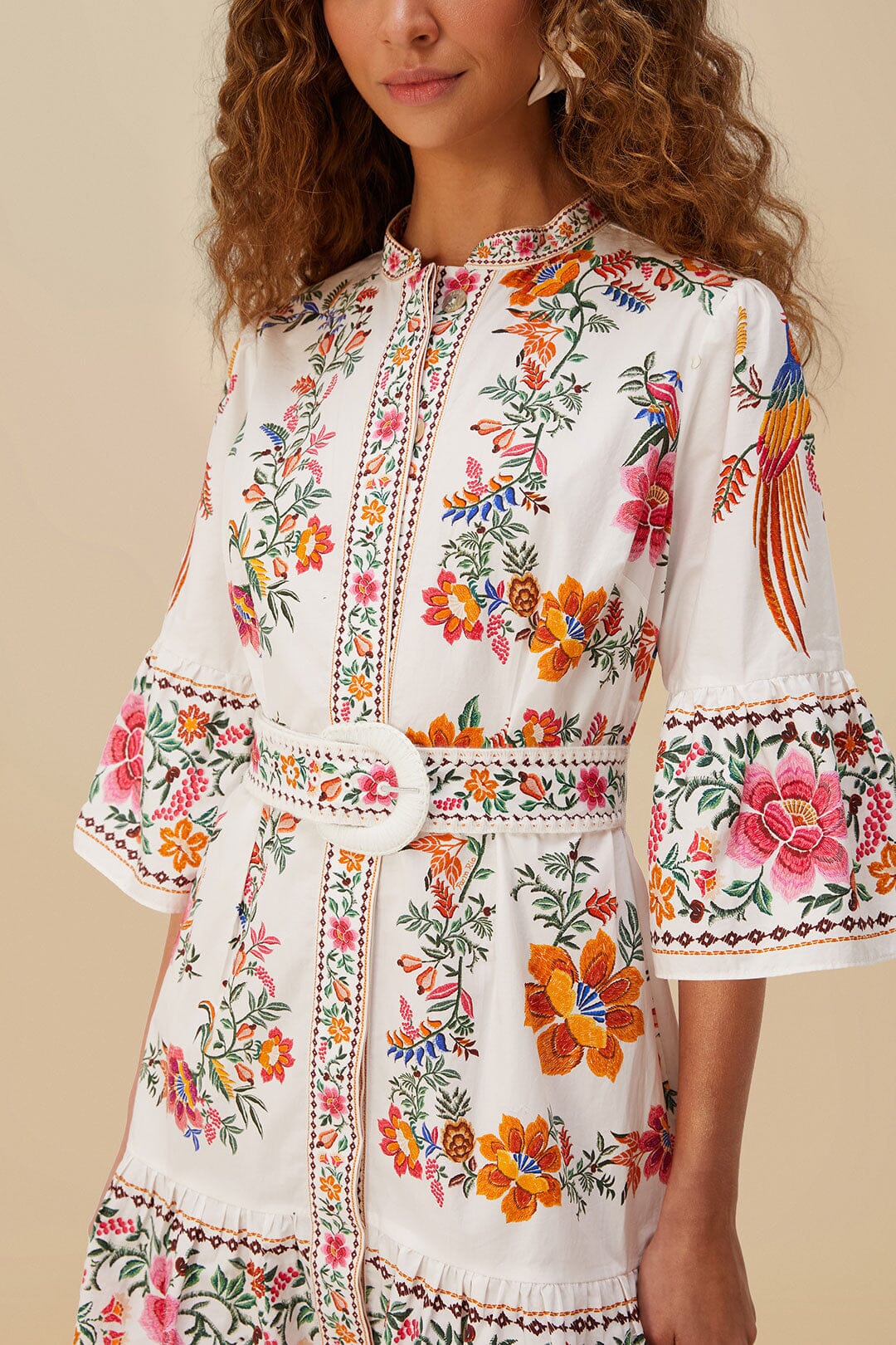 Off-White Delicate Forest Scarves Organic Cotton Mini Dress