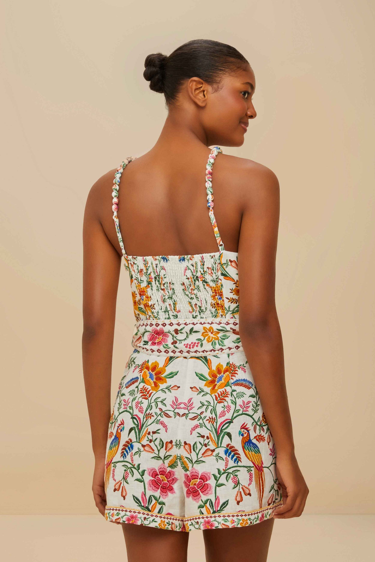 Off-White Delicate Forest Euroflax™ Premium Linen Romper