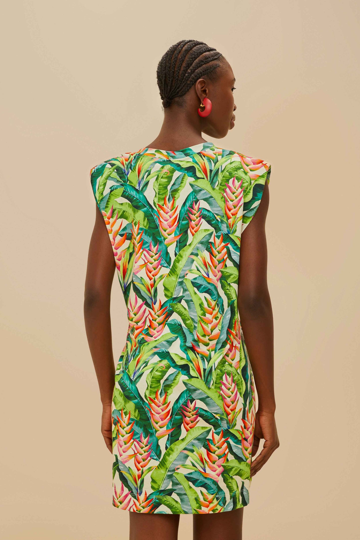 Off-White Heli Leaves Organic Cotton T-Shirt Mini Dress