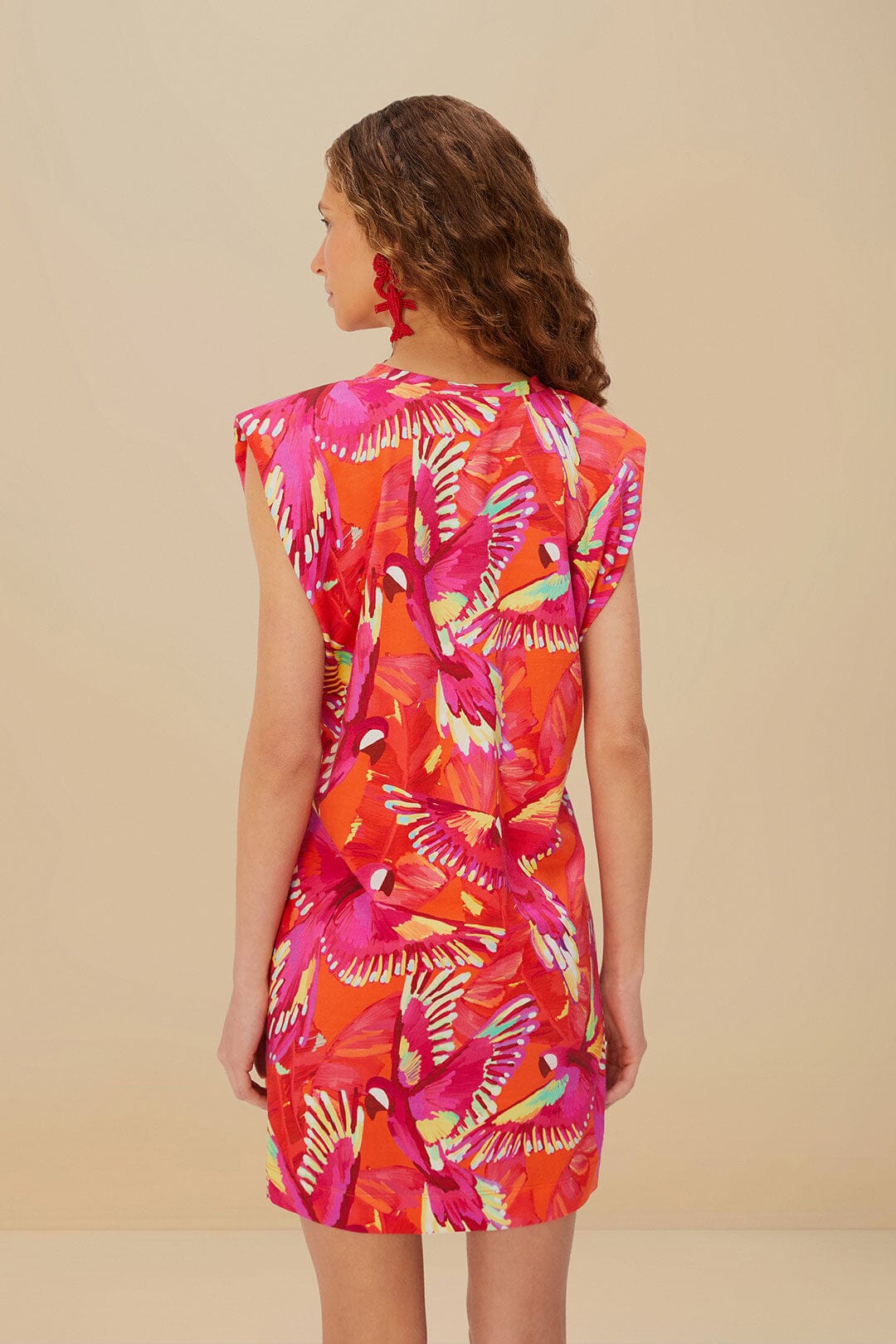 Orange Flying Birds Organic Cotton Mini Dress