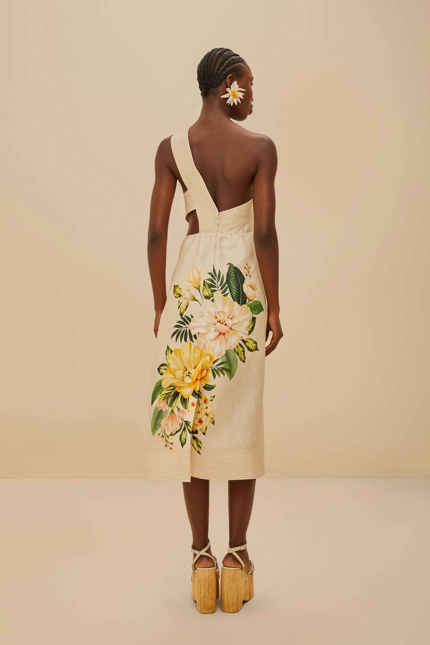 Garden Cascade Sand Midi Dress