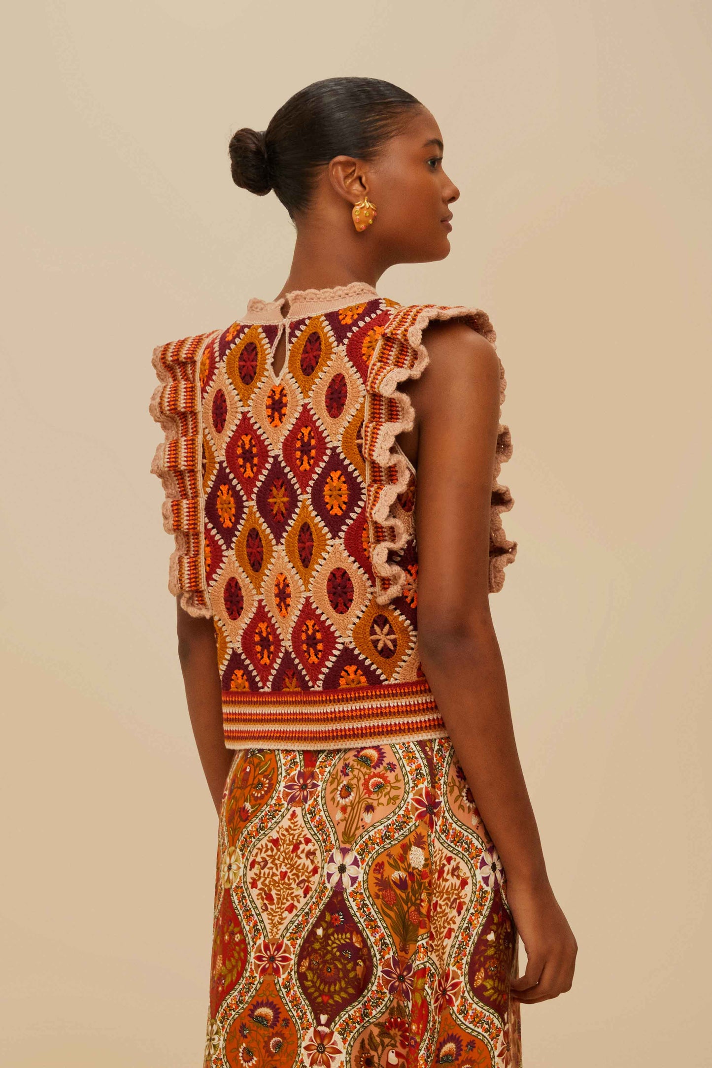 Multicolor Ruffled Crochet Vest