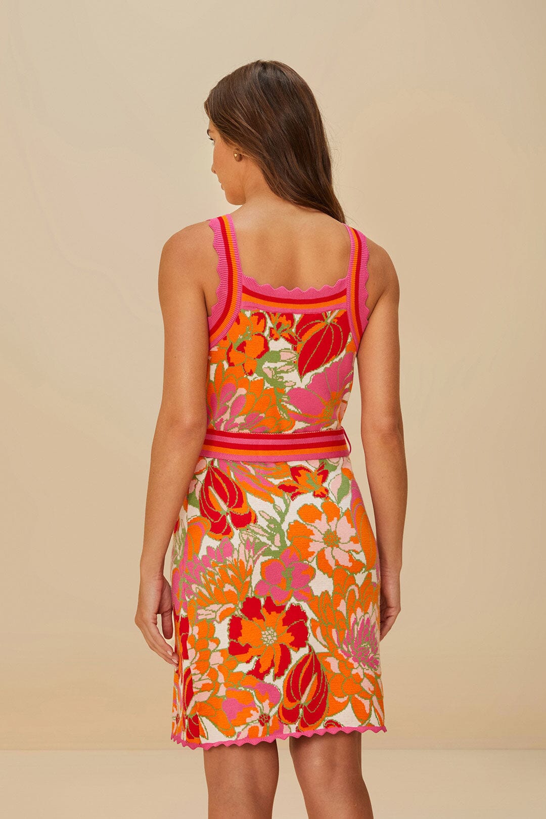 Beige Spring Affair Knit Wrap Mini Dress