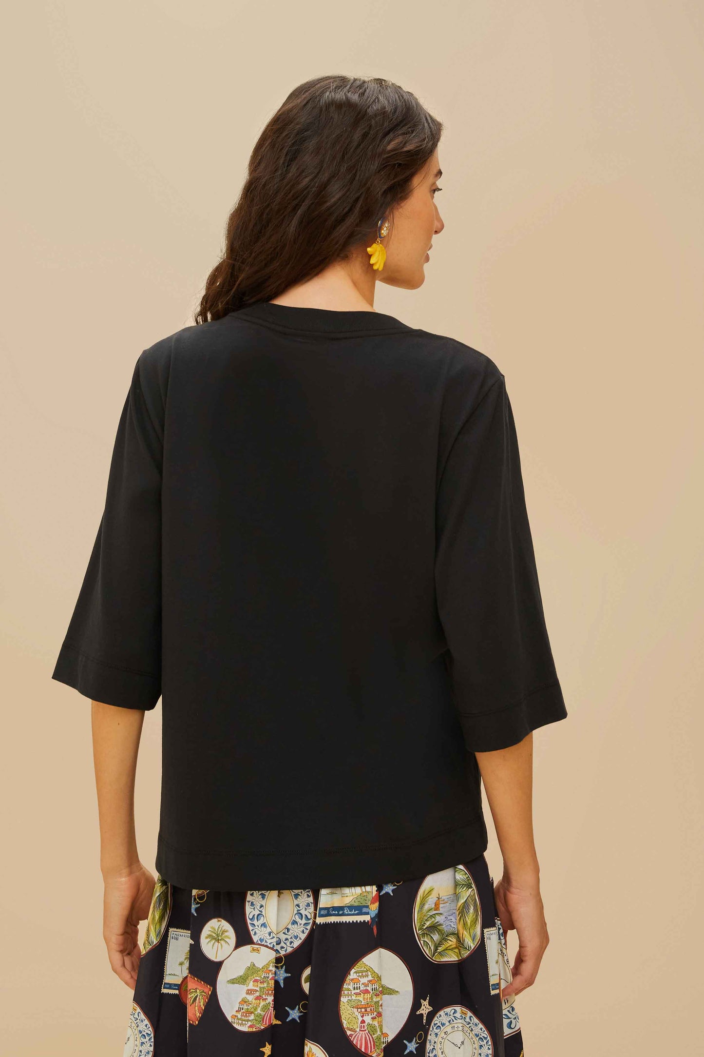 Black Tropical Bananas Organic Cotton T-Shirt