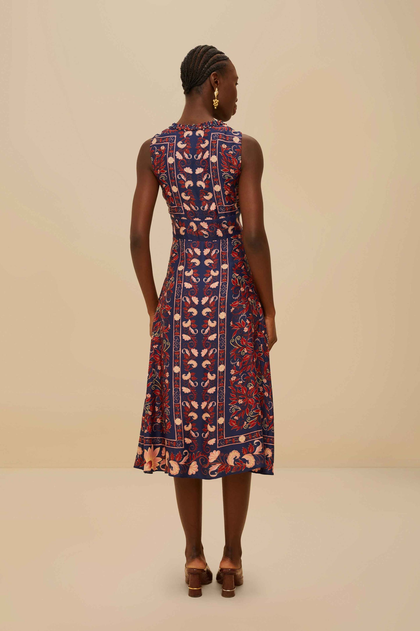 Blue Snake Garden Long Sleeve Mini Dress