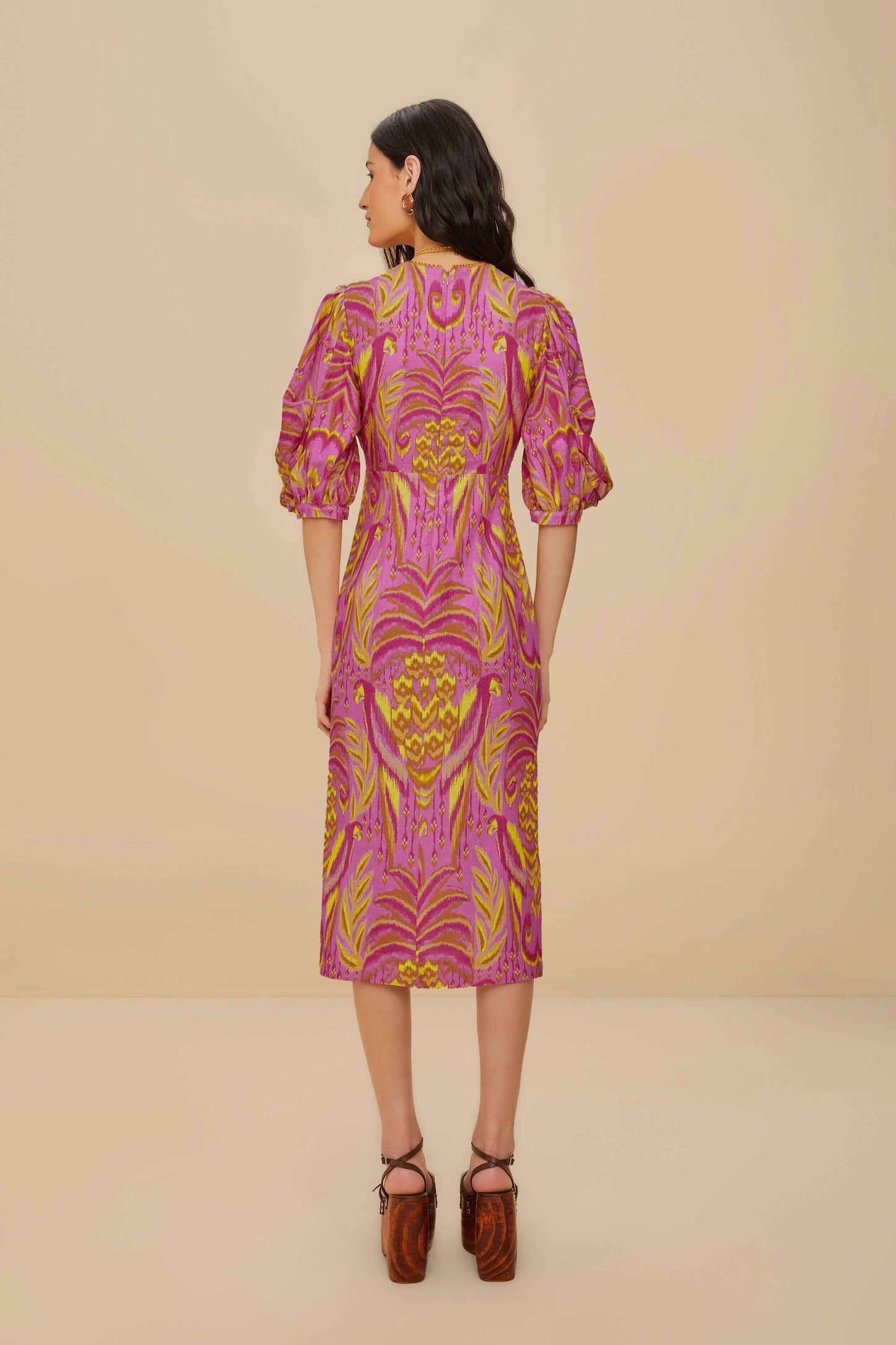 Pineapple Tapestry Pink Midi Dress