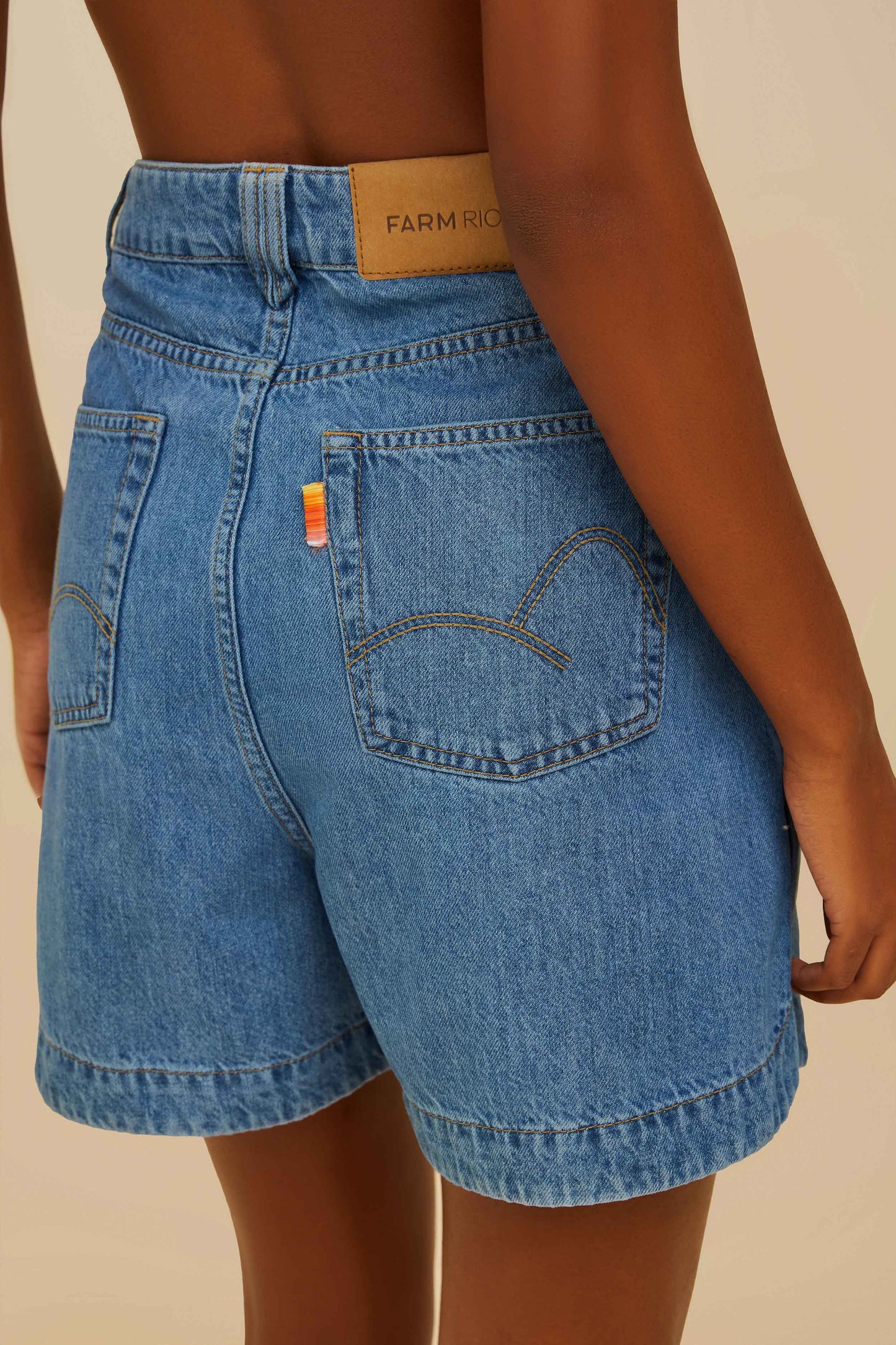 Embroidery Palmtree Denim Short
