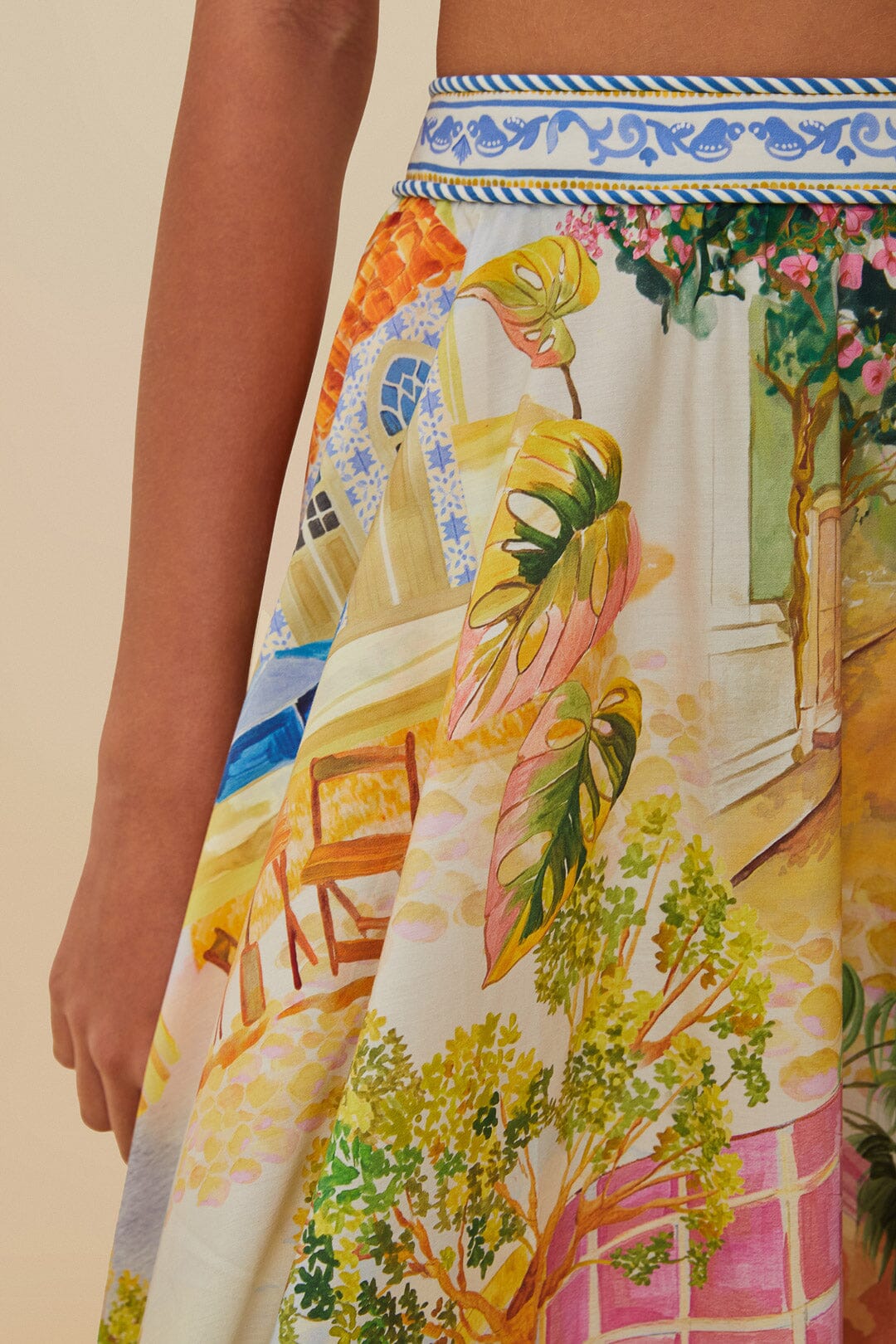 Multicolor Aracati Organic Cotton Midi Skirt