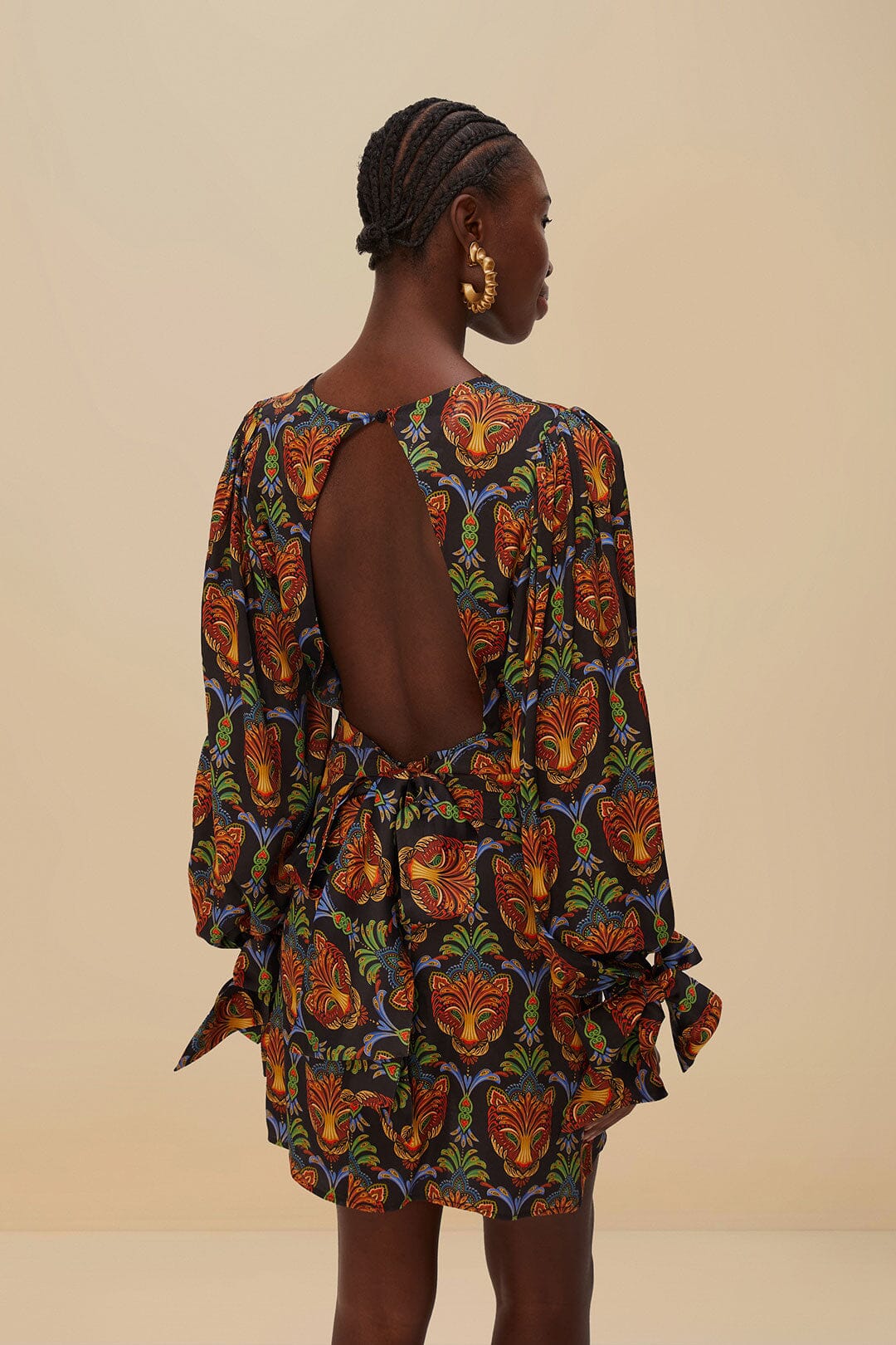 Black Boho Panther LENZING™ ECOVERO™ Viscose Mini Dress