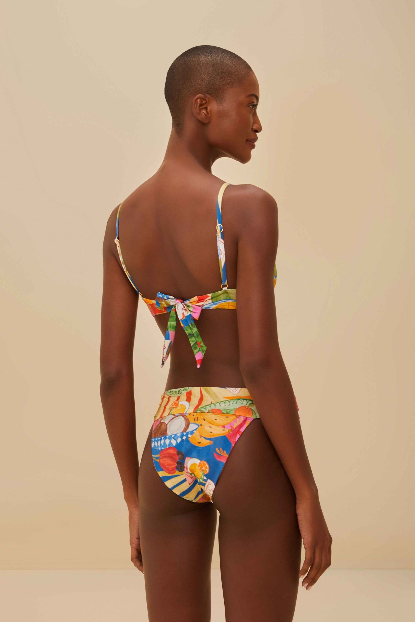 Multicolor Summer Picnic Knot Bikini Top