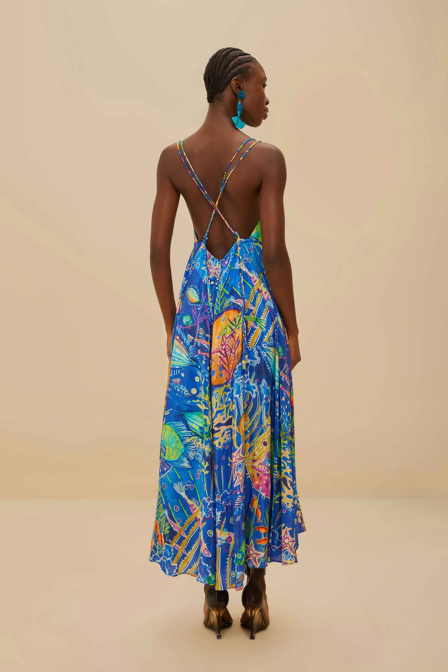 Blue Sea Life Sleeveless Maxi Dress