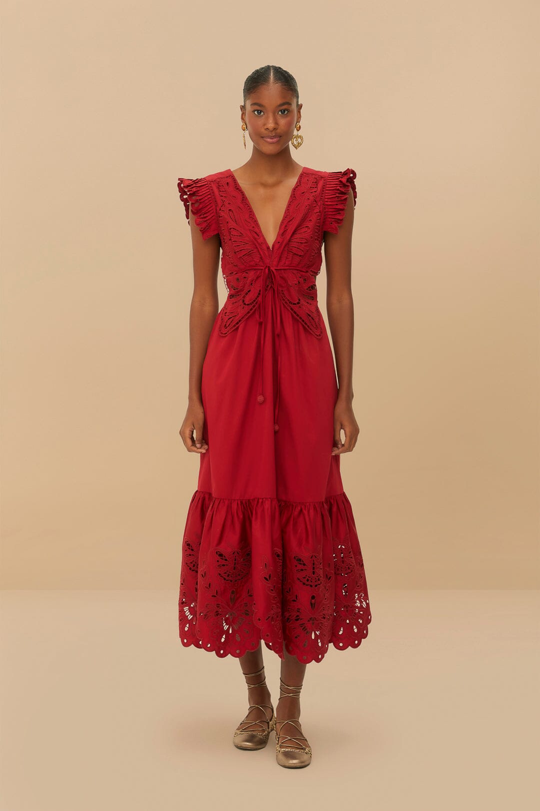 Red Butterfly Cut-Out Midi Dress – FARM Rio