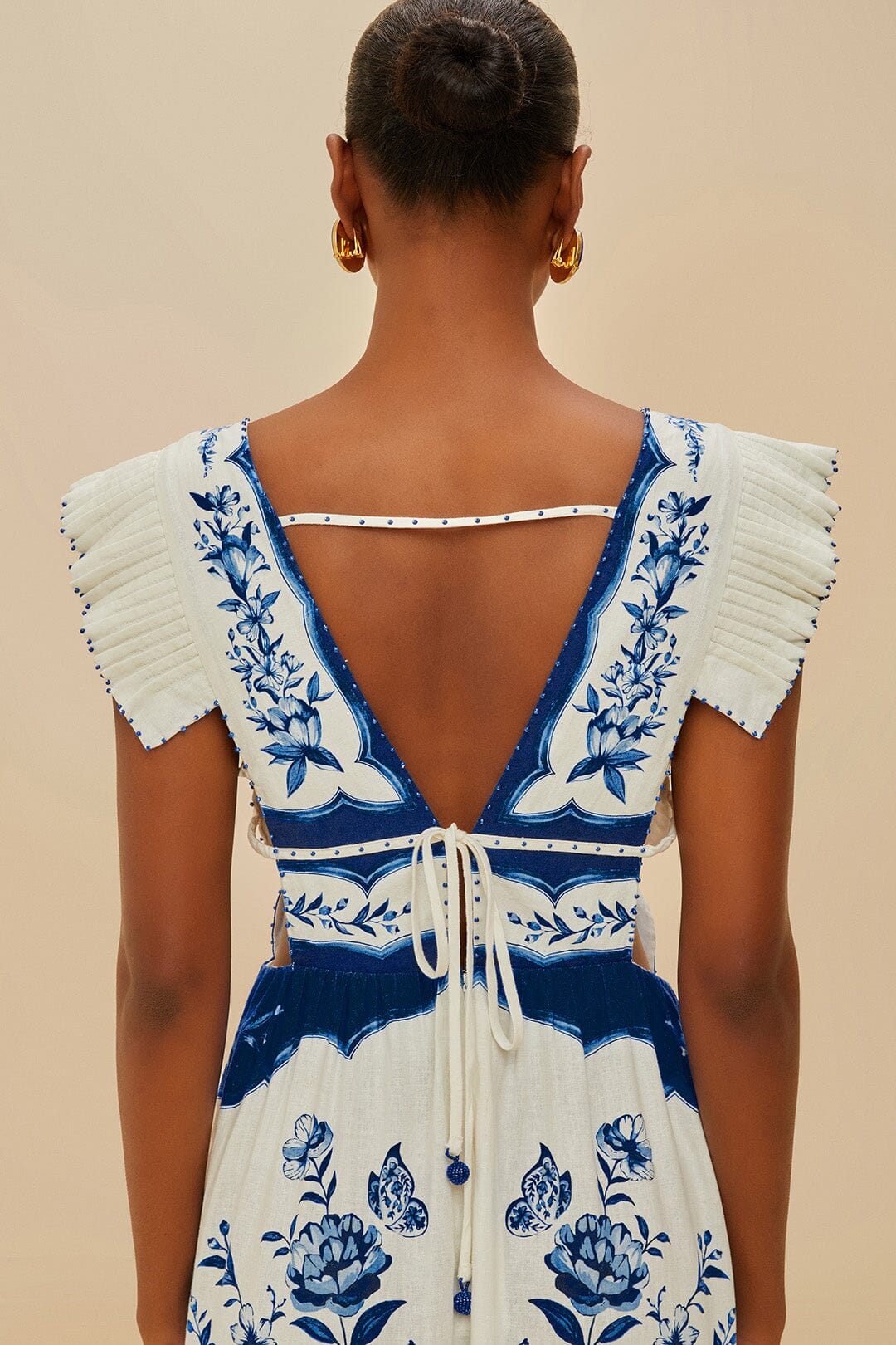 Off-White Porcelain Garden Butterlfy LENZING™ ECOVERO™ Euroflax™ Midi Dress