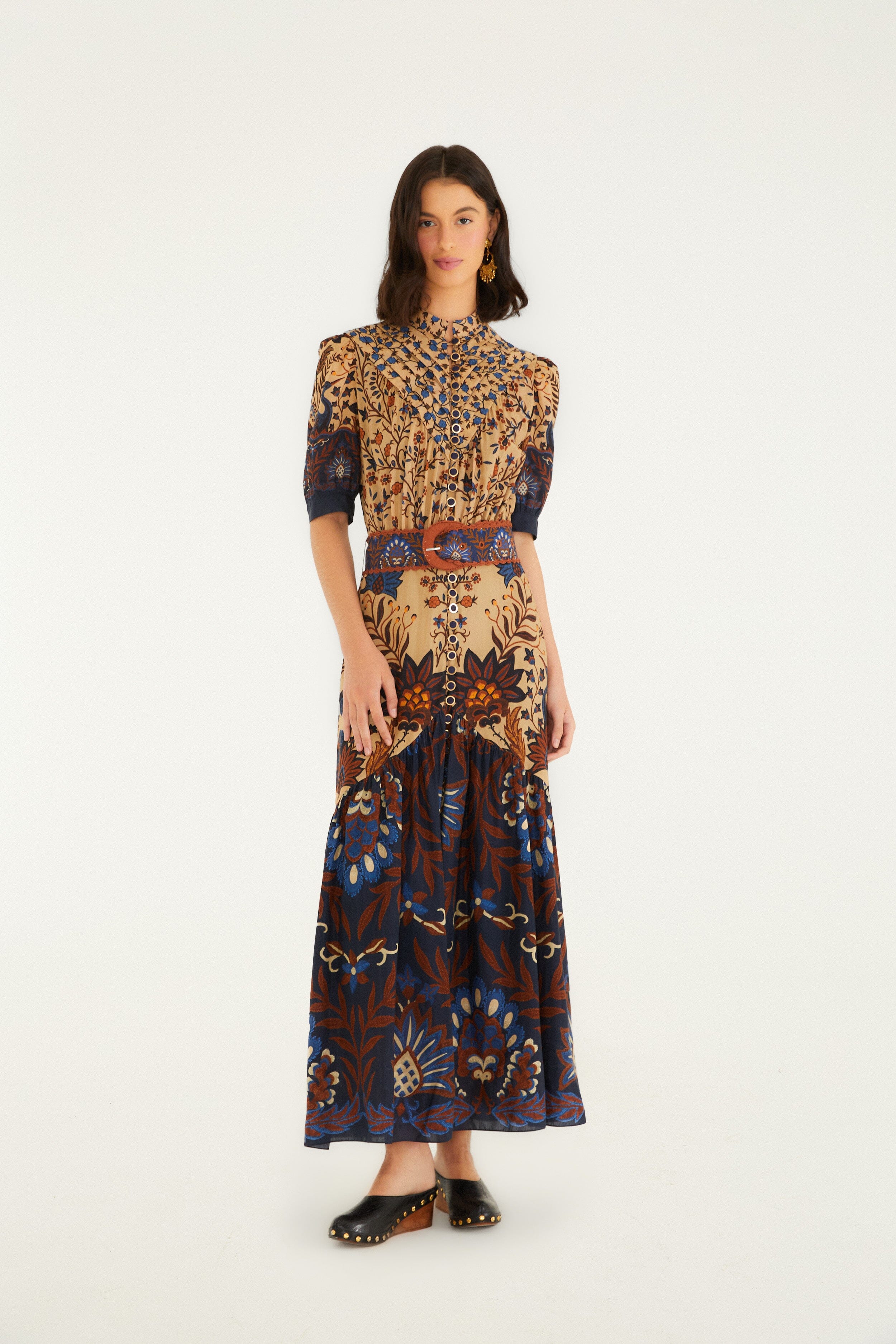 Cream Secret Garden Midi Dress - Multi