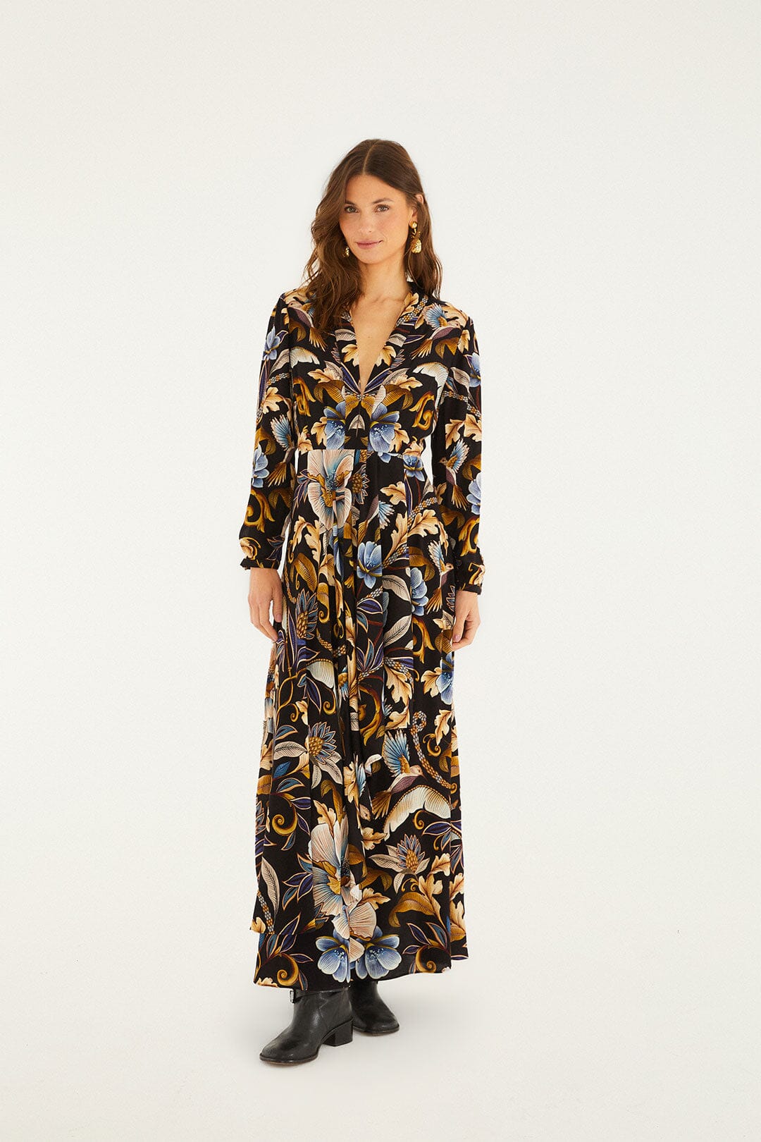 FARM Rio Black Snake Garden Lenzing Ecovero Viscose Maxi Dress, Snake Garden Black / S FARM Rio Black Snake Garden Lenzing Ecovero Viscose Maxi Dress, Snake Garden Black / S