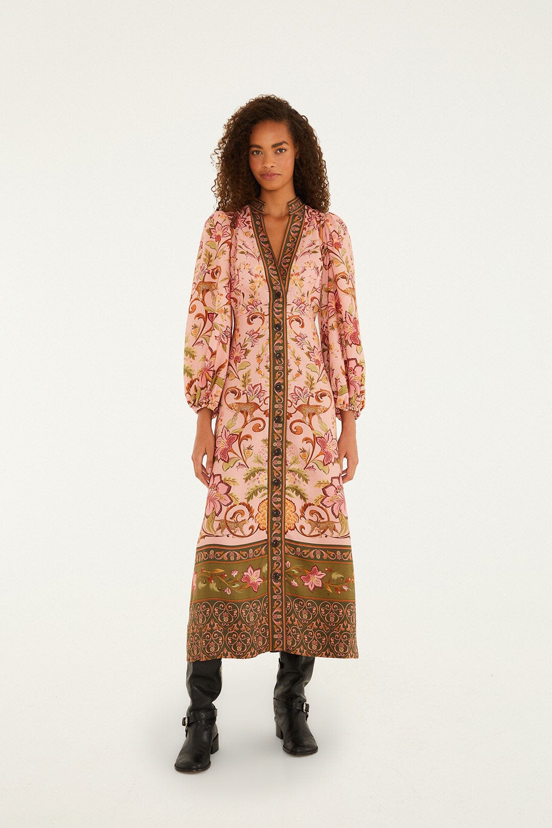 Farm Rio Alice Maxi Dress, Tropical Royalness Pink / S
