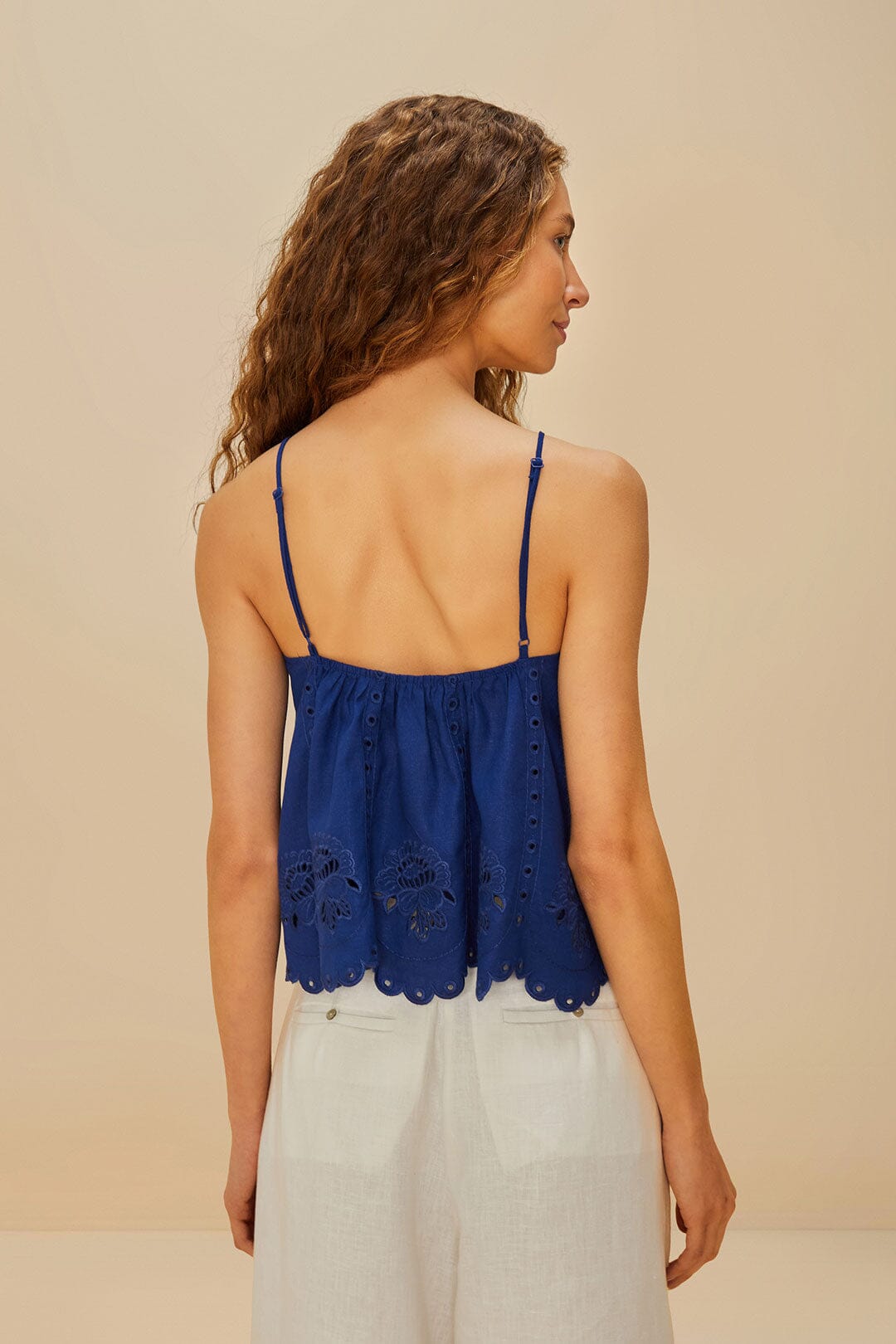 Blue Richelieu Sleeveless LENZING™ ECOVERO™ Euroflax™ Blouse