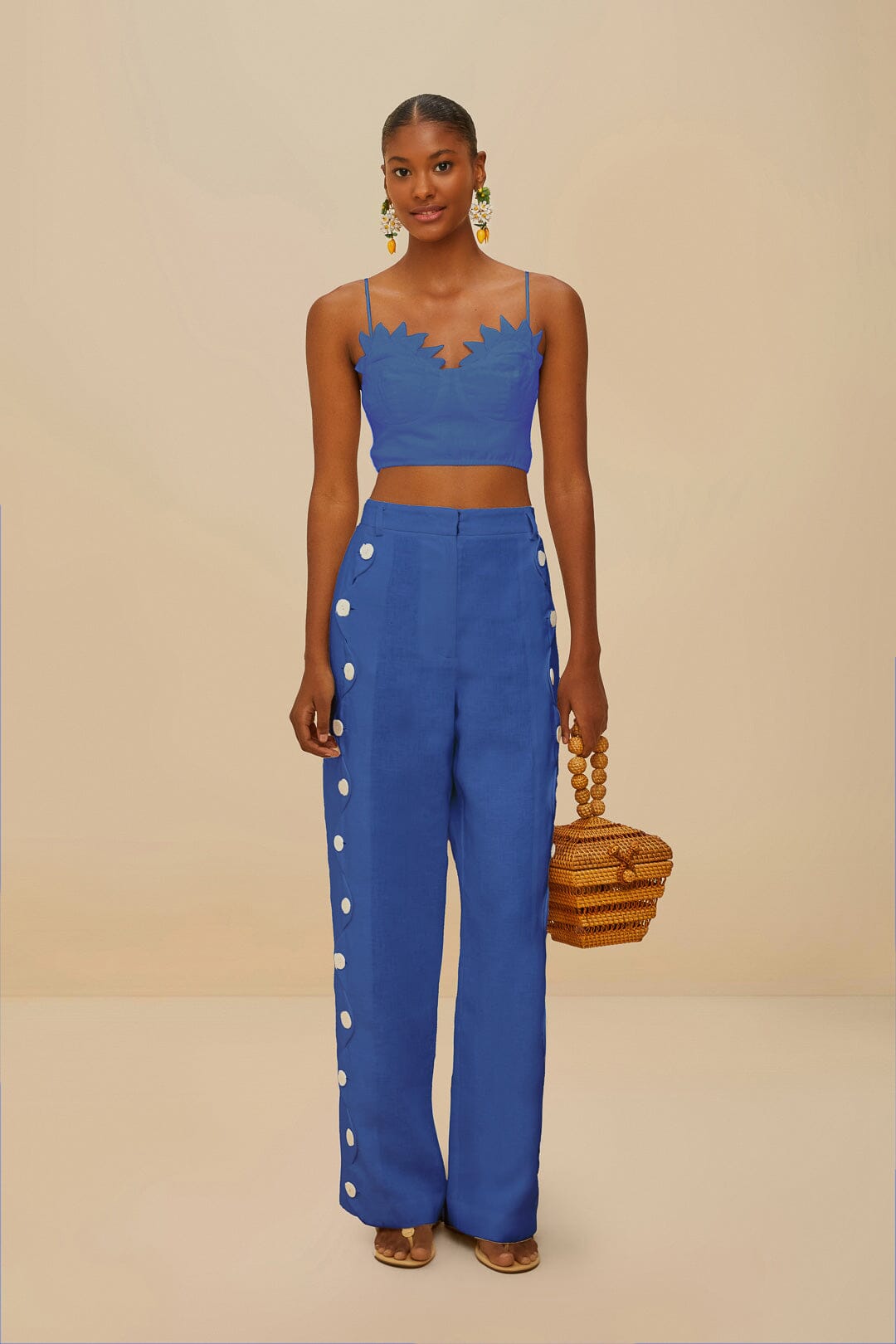 Blue High Waisted Wavy Euroflax™ Premium Linen Pants – FARM Rio