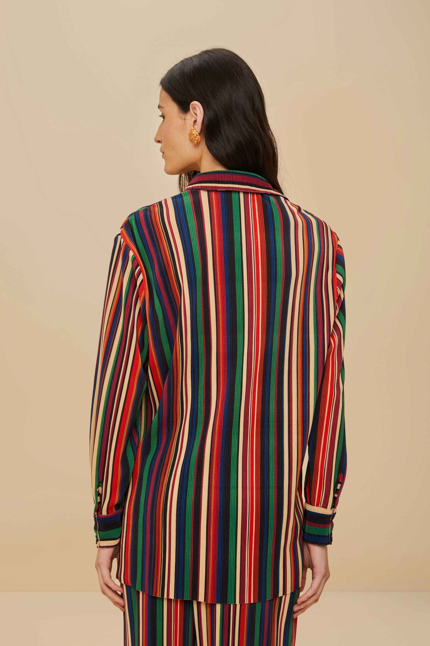 Multicolor Pipa Stripes Pleated Shirt