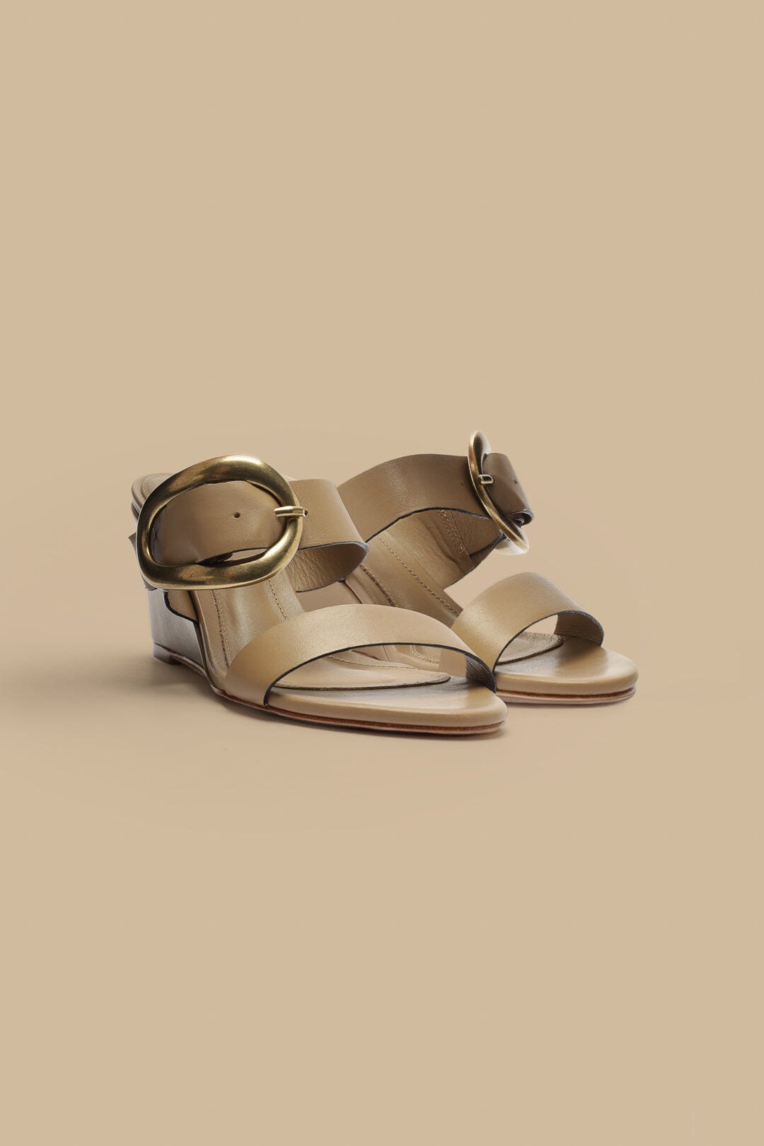Raw Hem Wedge Buckle Sandals main image 1