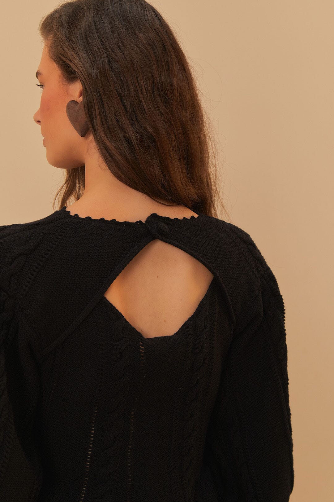 Black Floral Embroidery Knit Top