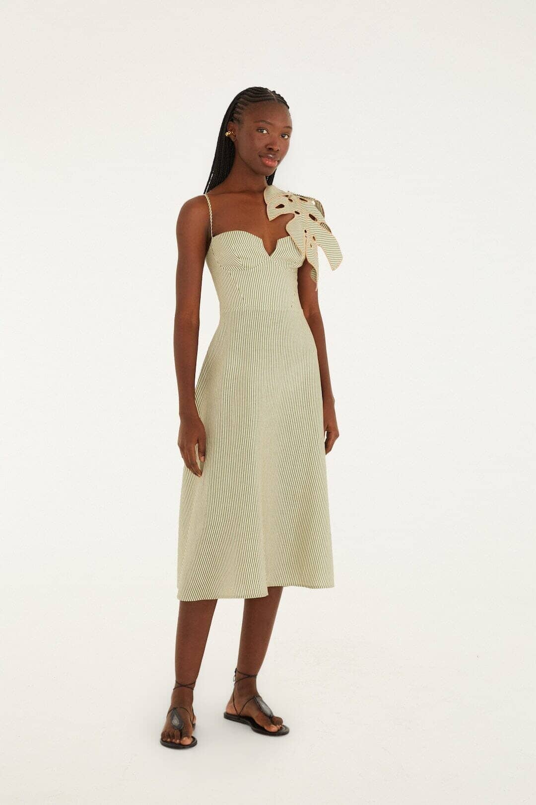 Farm Rio Monstera Linen Midi Dress in Multi Farm Rio Monstera Linen Midi Dress in Multi