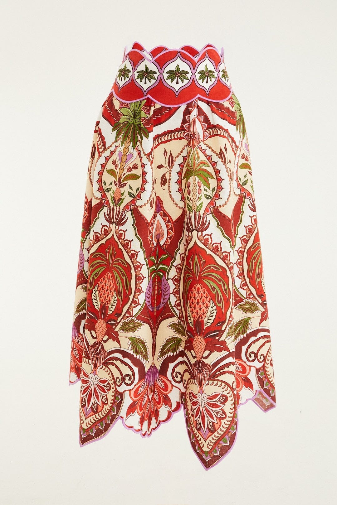 Red Odara Scallops Lenzing™ Ecovero™ Euroflax™ Midi Skirt
