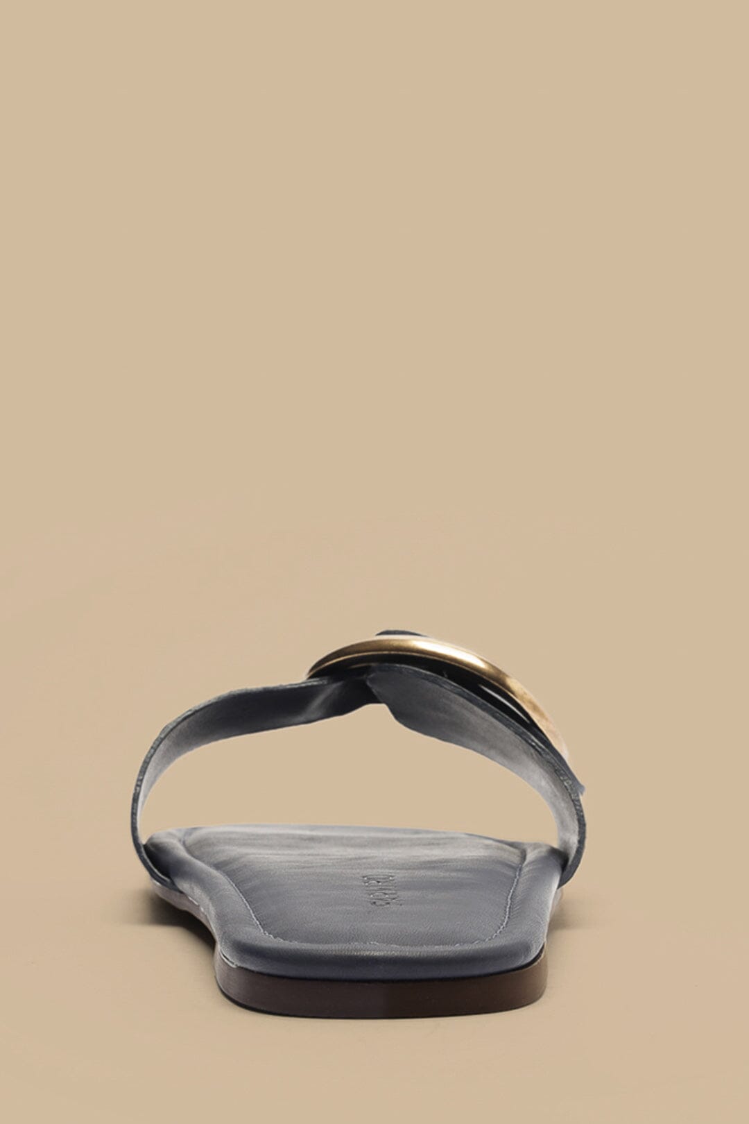 Navy Blue Organic Buckle Flat Sandal