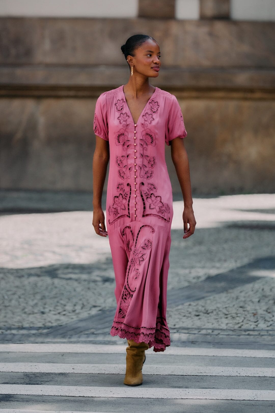 Pink Richelieu Lenzing  Ecovero  Viscose Maxi Dress | FARM Rio