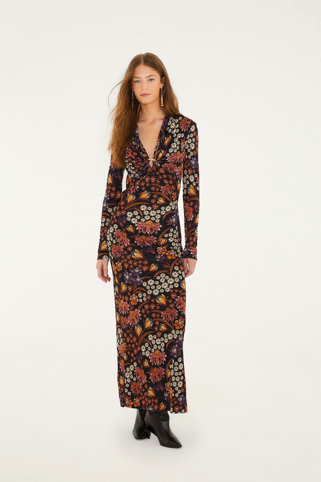 Black Lili Long Sleeve Maxi Dress | FARM Rio Black Lili Long Sleeve Maxi Dress | FARM Rio